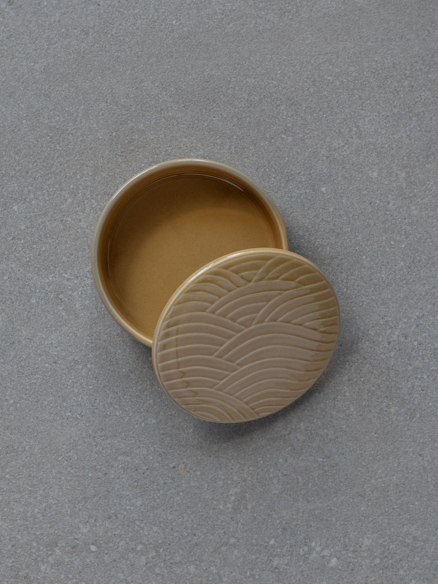 Ochre Futamono Ceramic Container