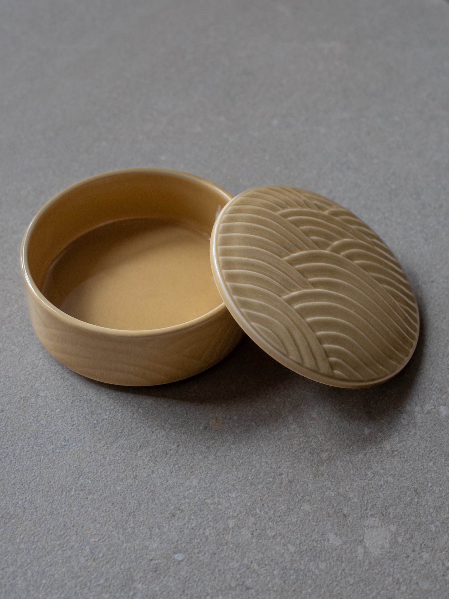 Ochre Futamono Ceramic Container
