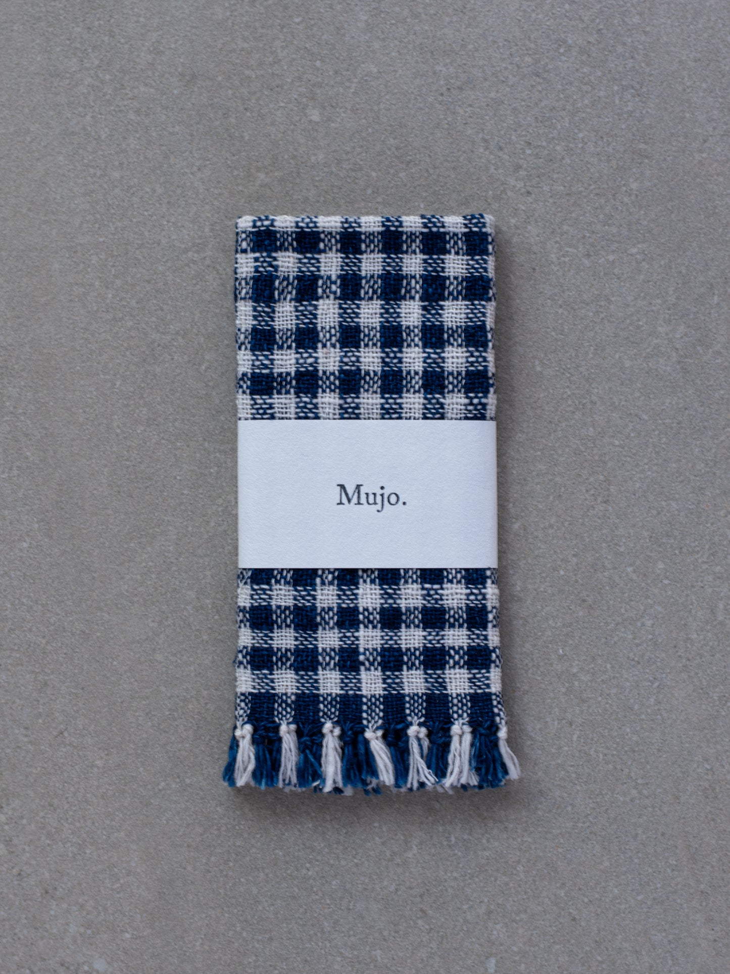 Handwoven Face Towel - Indigo Check