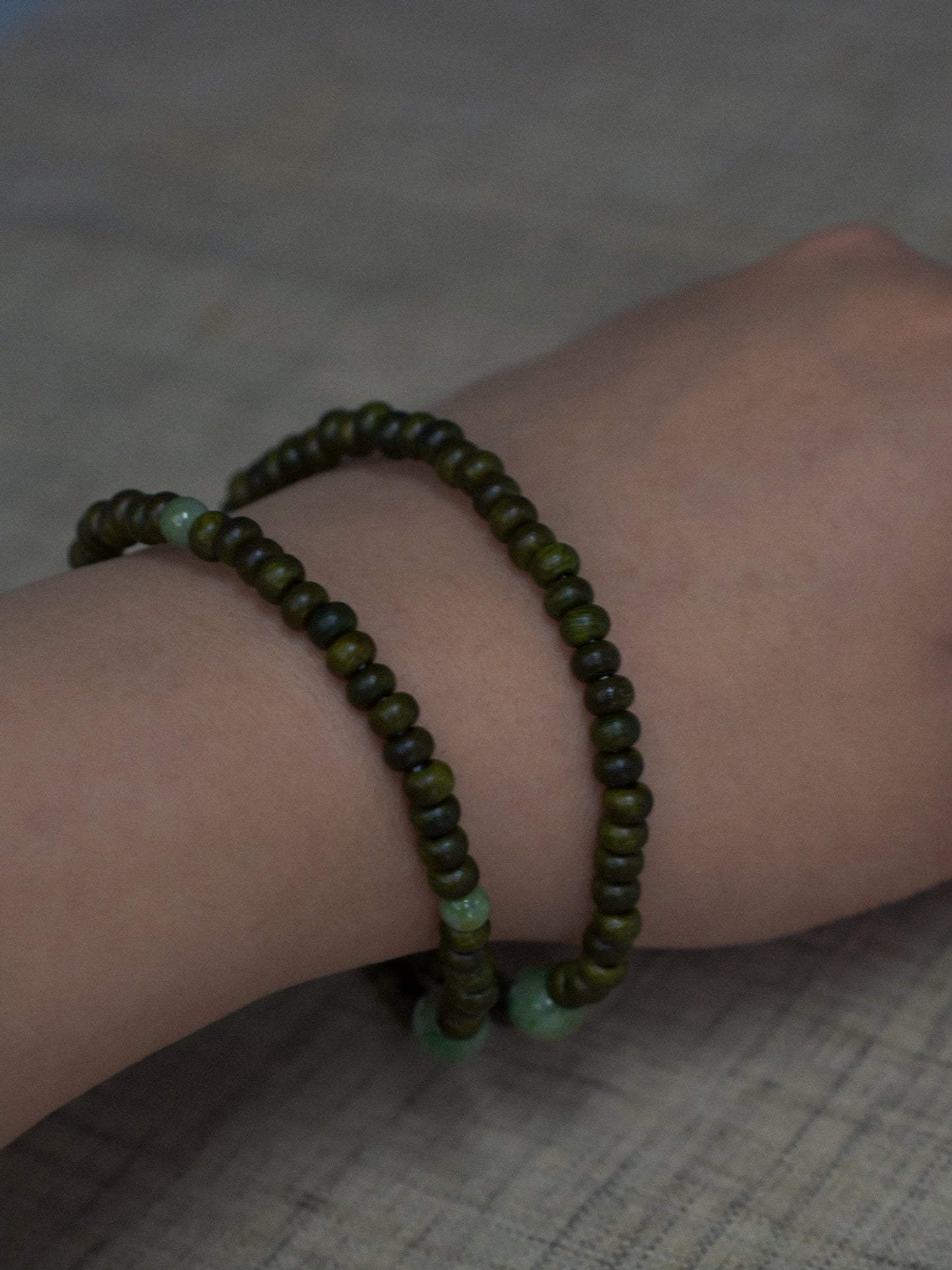 Lignum Vitae Wood & Jade Bracelet
