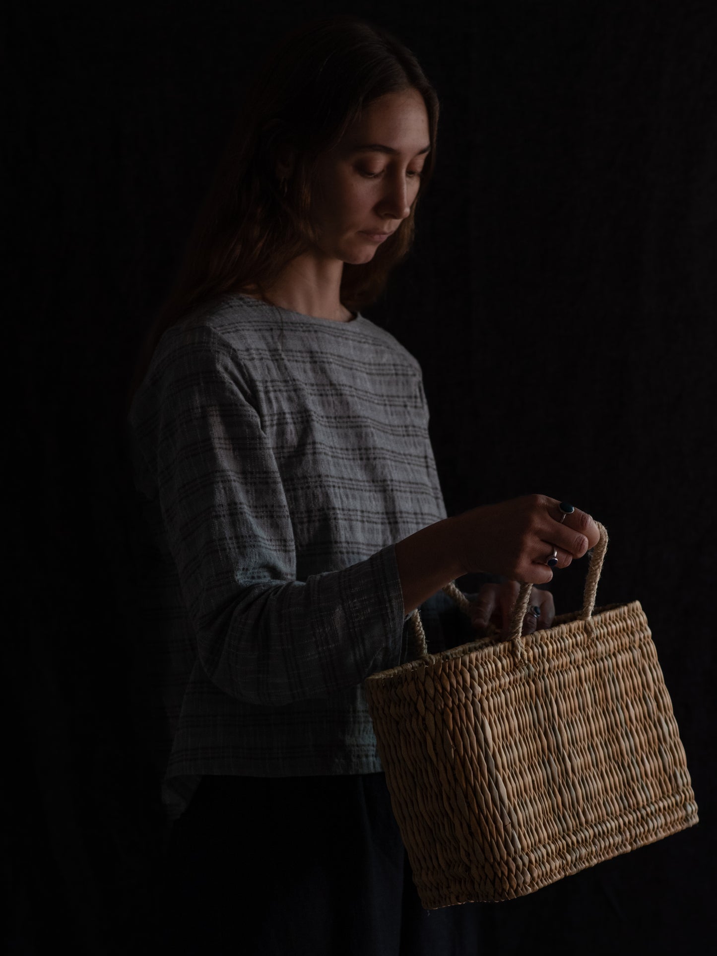 Handwoven Straw Basket - Medium