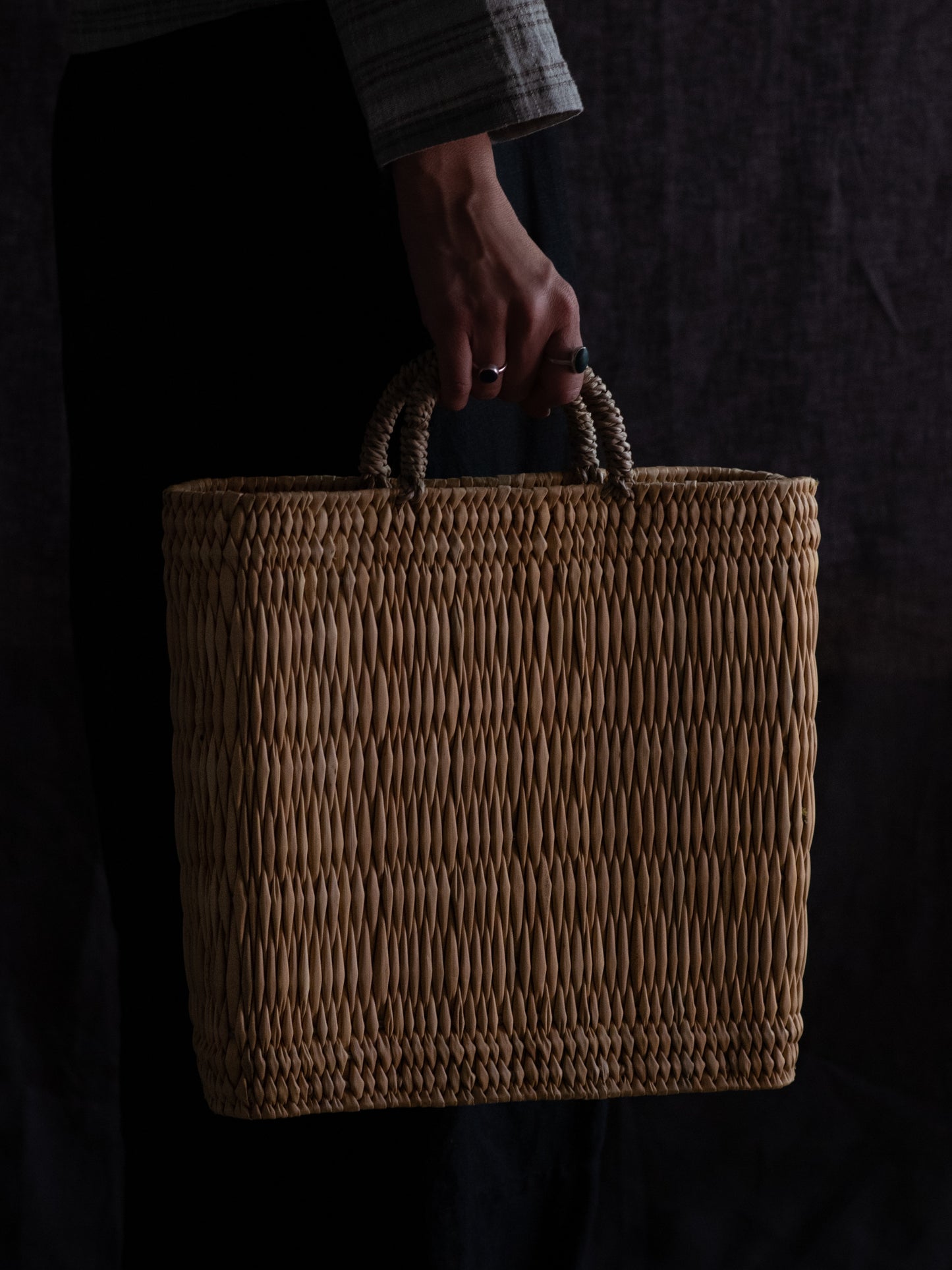 Handwoven Straw Wine Basket