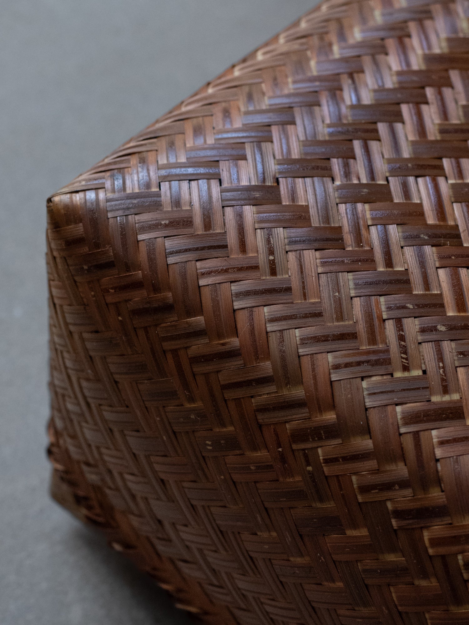 Smoked Bamboo Woven Storage Basket with Lid - X-Large