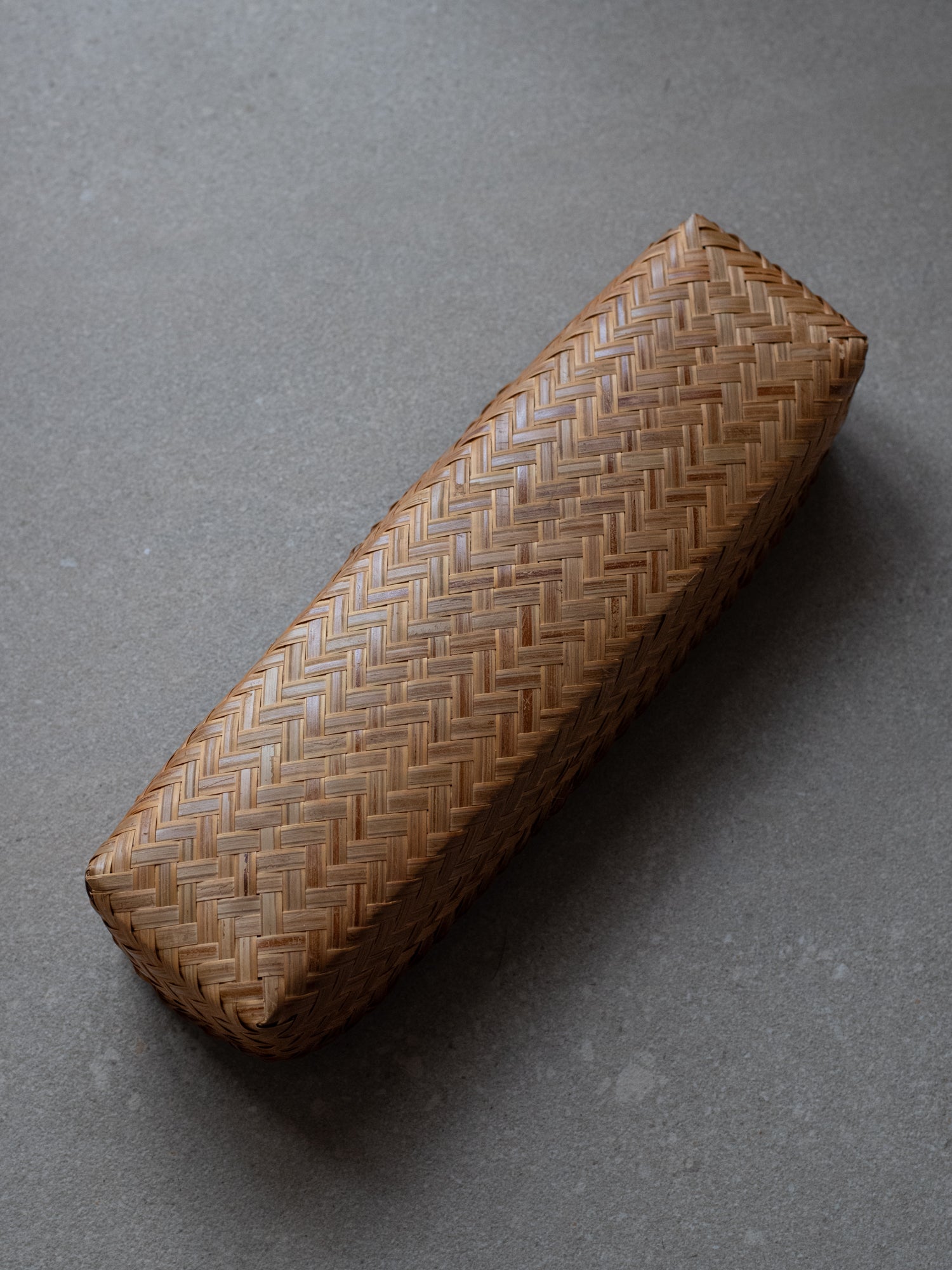 Smoked Bamboo Woven Storage Basket with Lid - Long