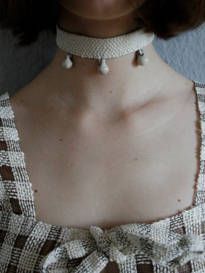 Plain Weave Tri Drop Collar - Off White