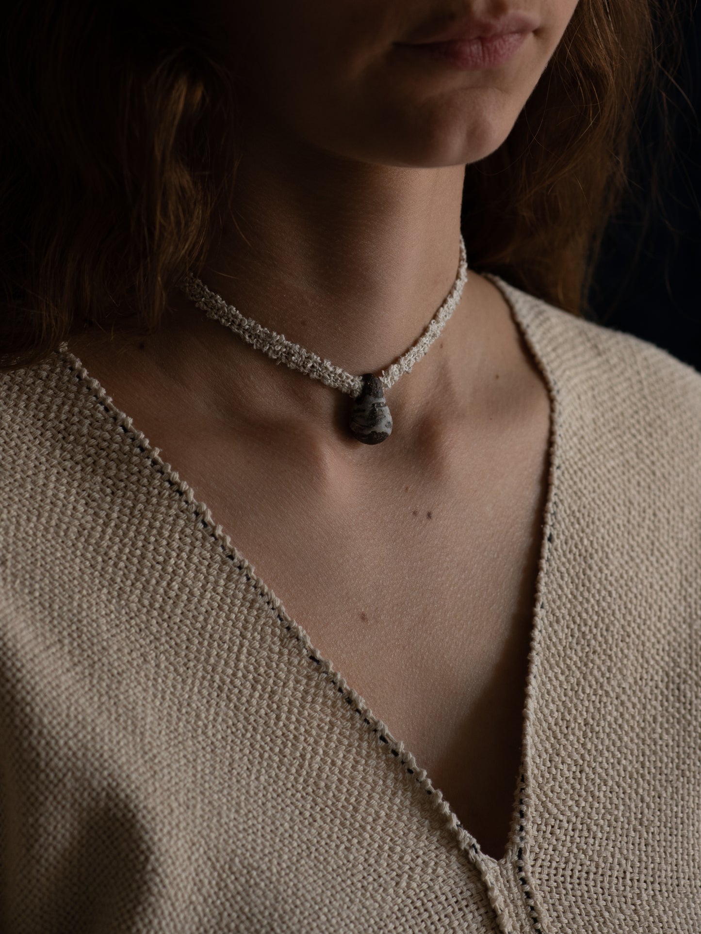 Single Drop Necklace - Linen Hakeme