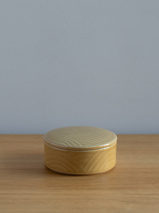Ochre Futamono Ceramic Container