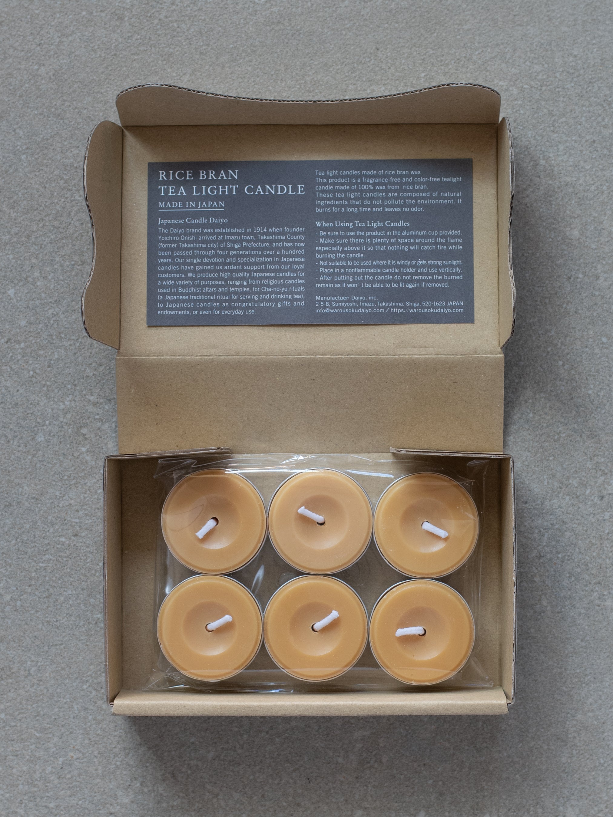 Rice Bran Tealight Candles (Set of 6)