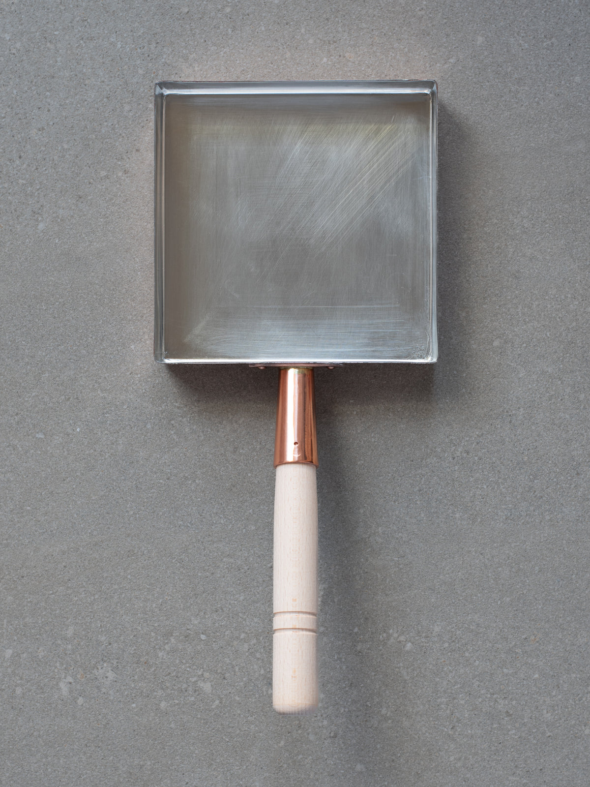 Copper tamagoyaki omelette pan, 18cm, with wooden handle attached