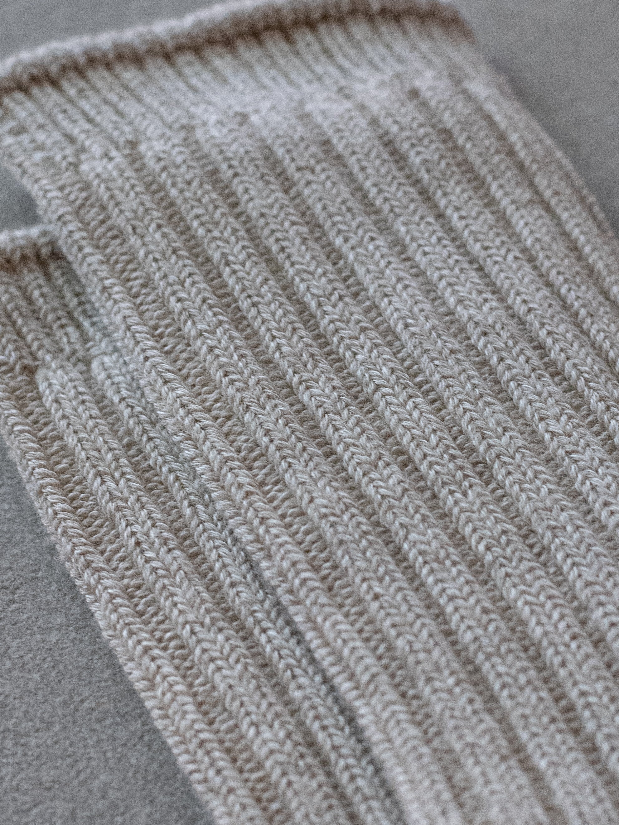 Wool Cotton Rib Socks - Beige