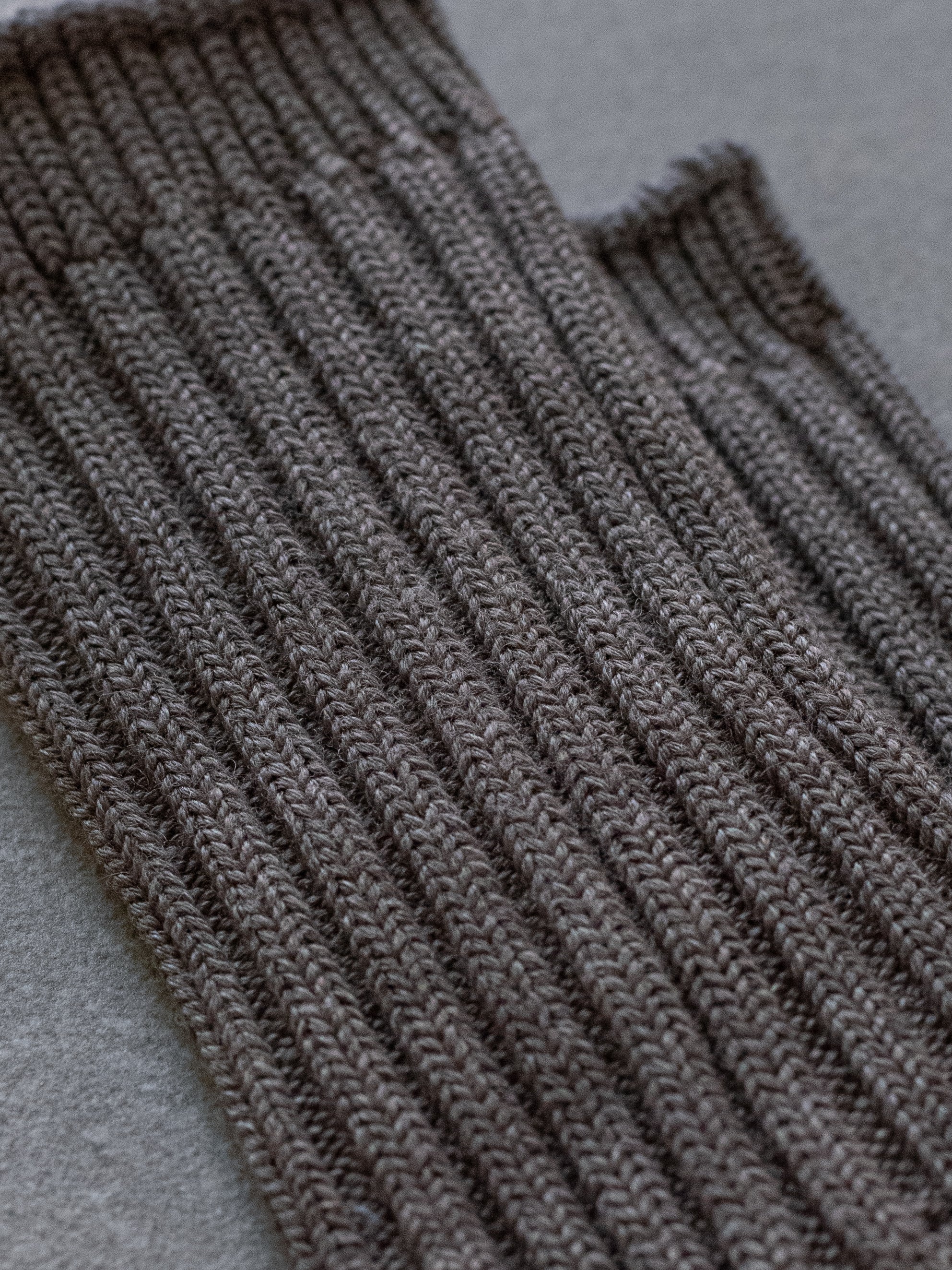 Wool Cotton Rib Socks - Brown