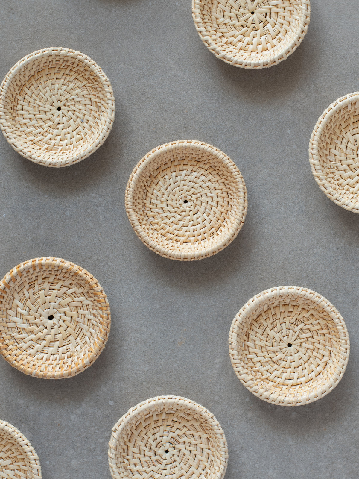 Handwoven Round Spiral Rattan Coaster