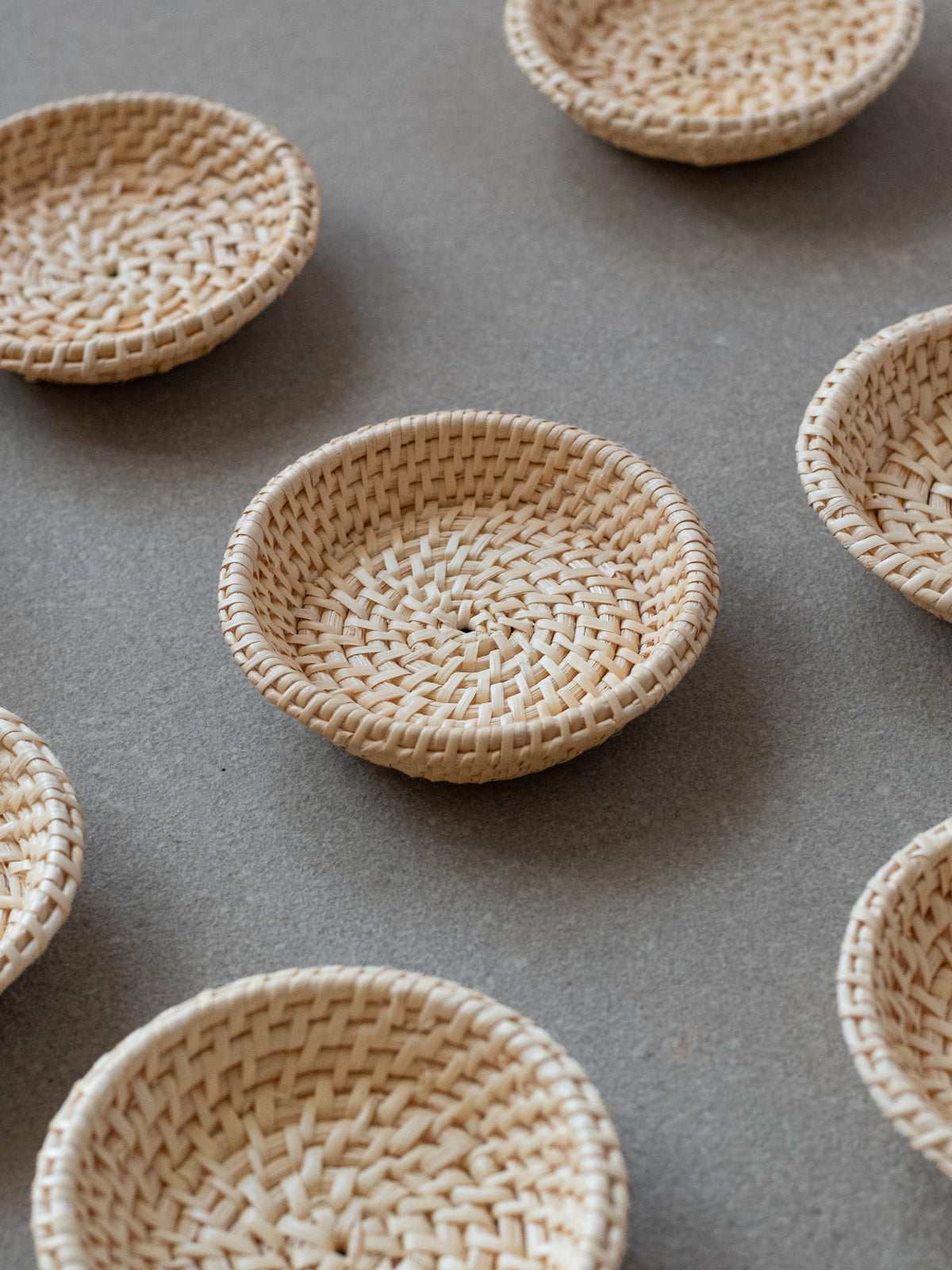 Handwoven Round Spiral Rattan Coaster