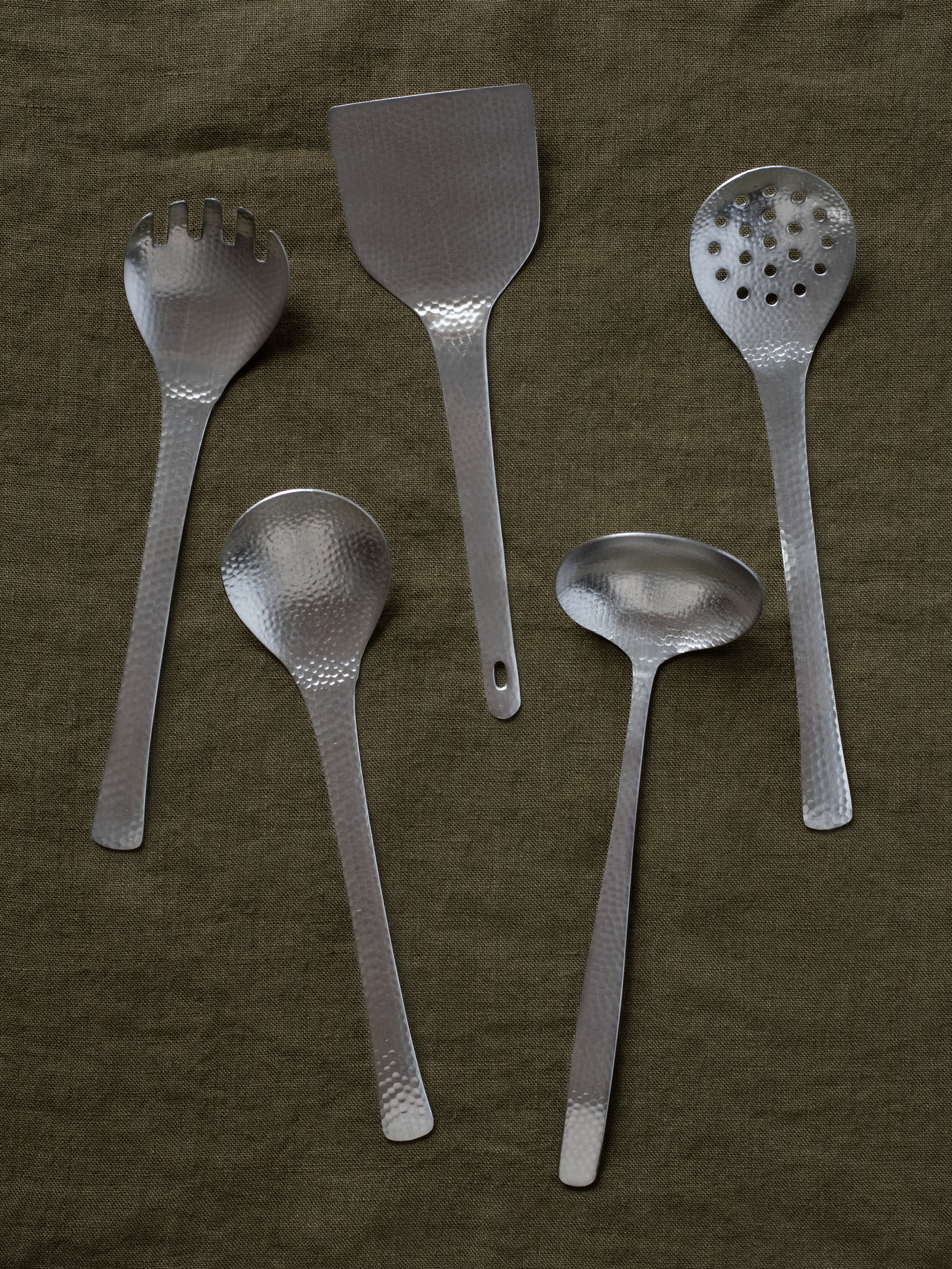 Nagomi Hammered Cutlery - Round Slotted Serving Spoon II