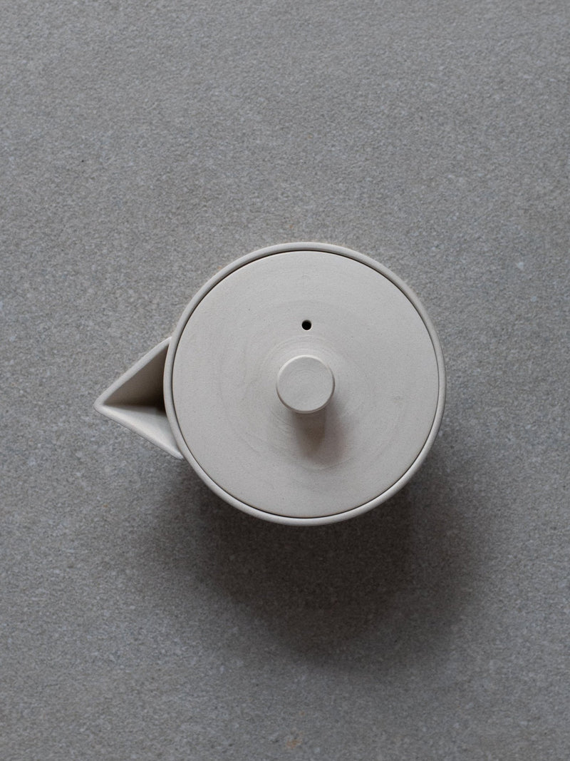 Top view of Nankei pottery Japanese houhin teapot with triangular shaped spout