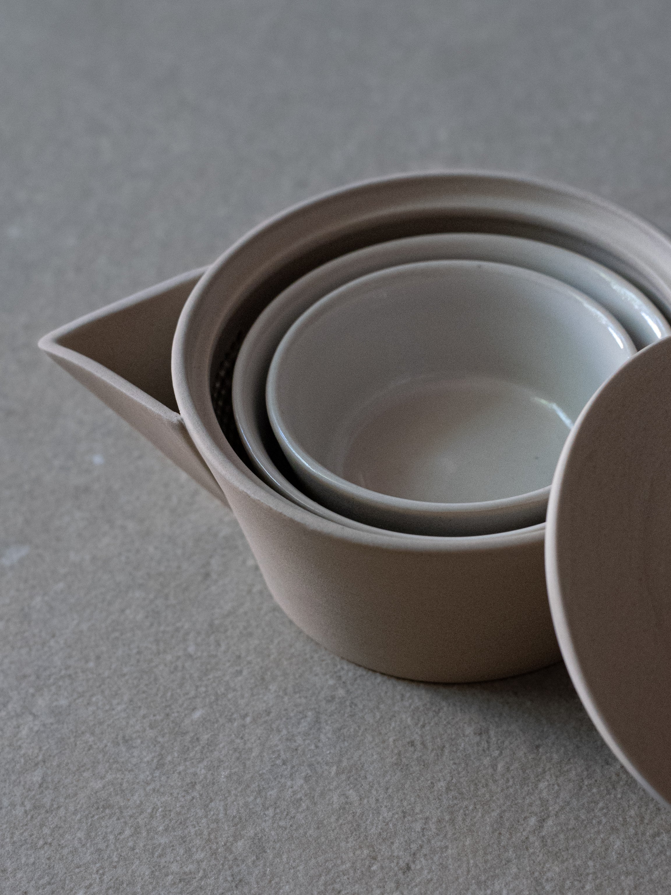 Ireko Chaki Houhin & Cup Set - Sand