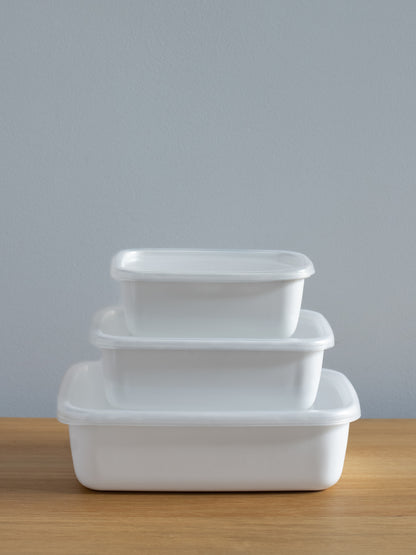 White Enamel Container – Deep Rectangle