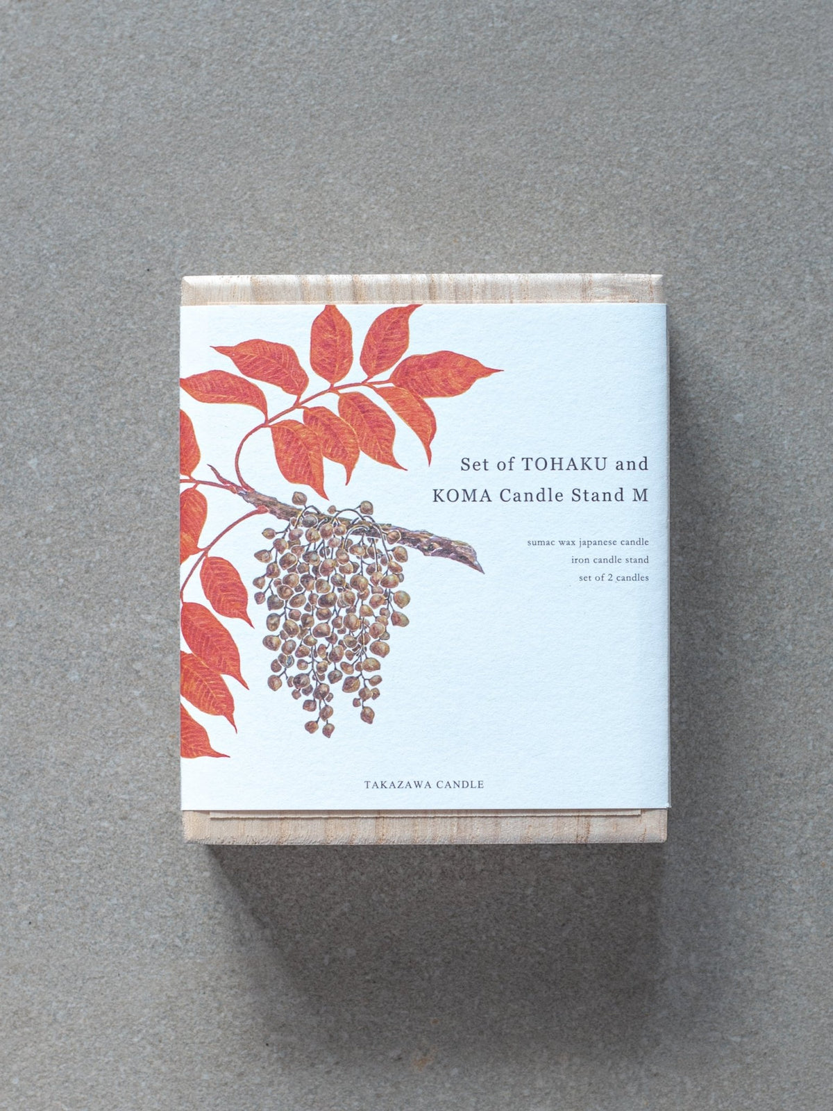 Takazawa medium Tohaku candle gift set in a paulownia wood box