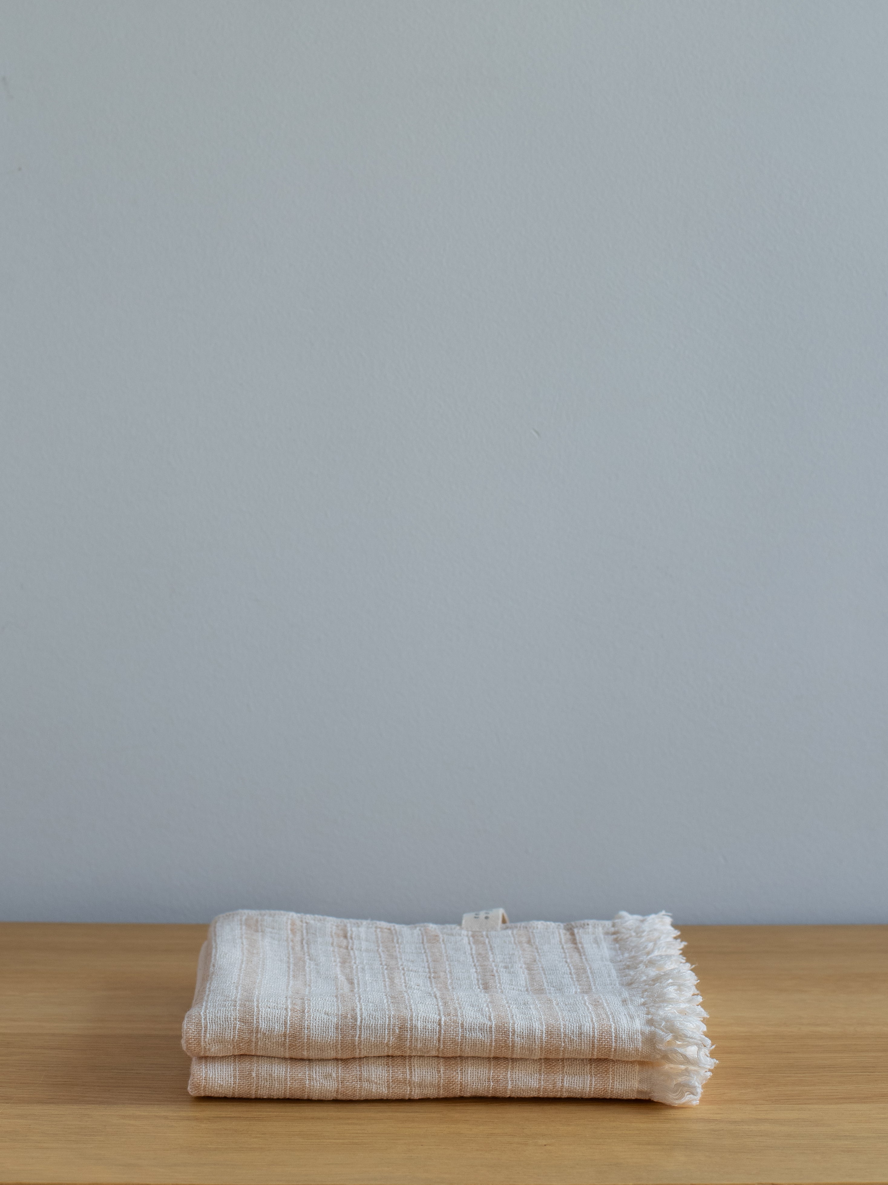 Organic Cotton Face Towel - Beige Stripes