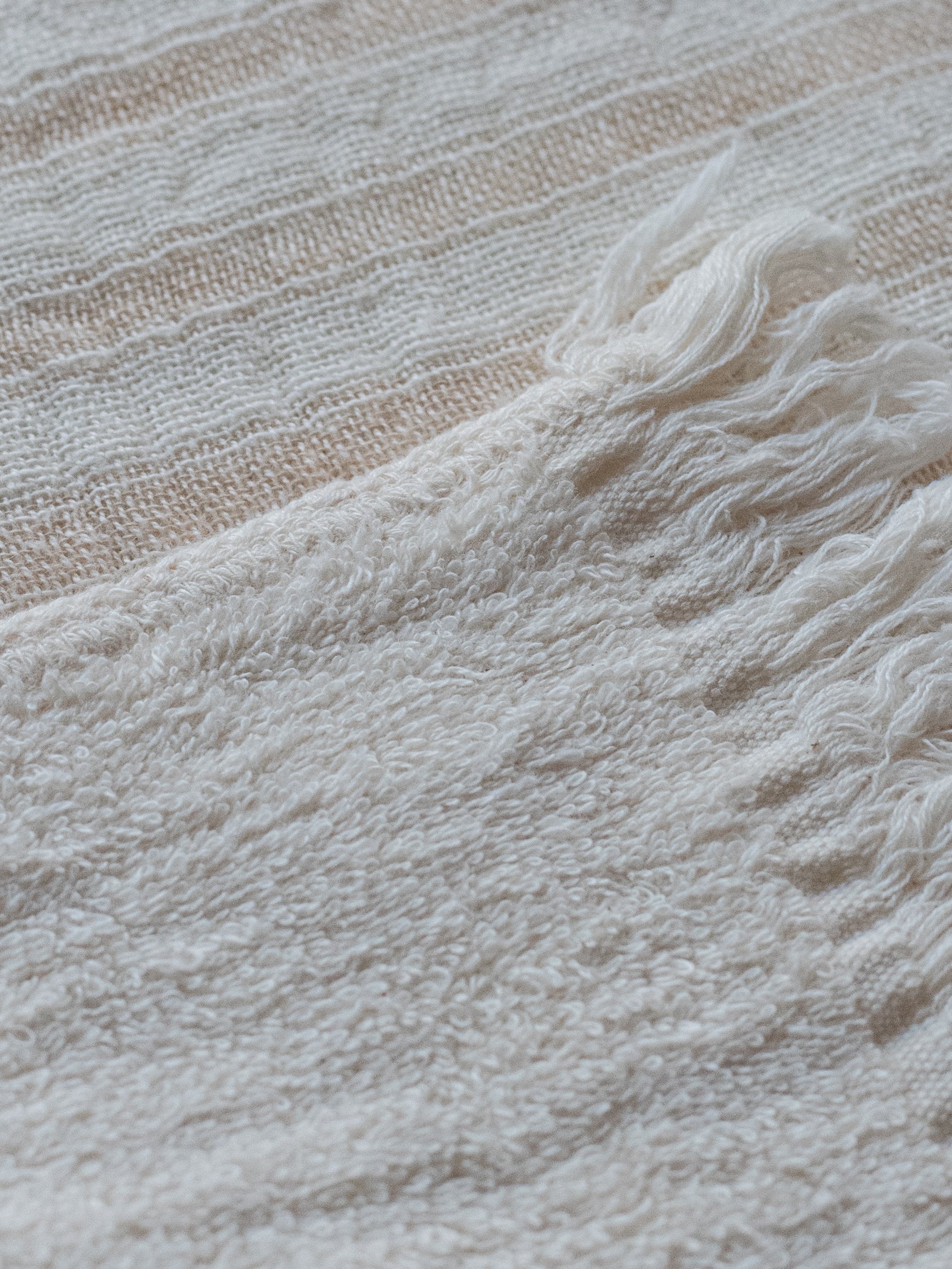 Organic Cotton Face Towel - Beige Stripes