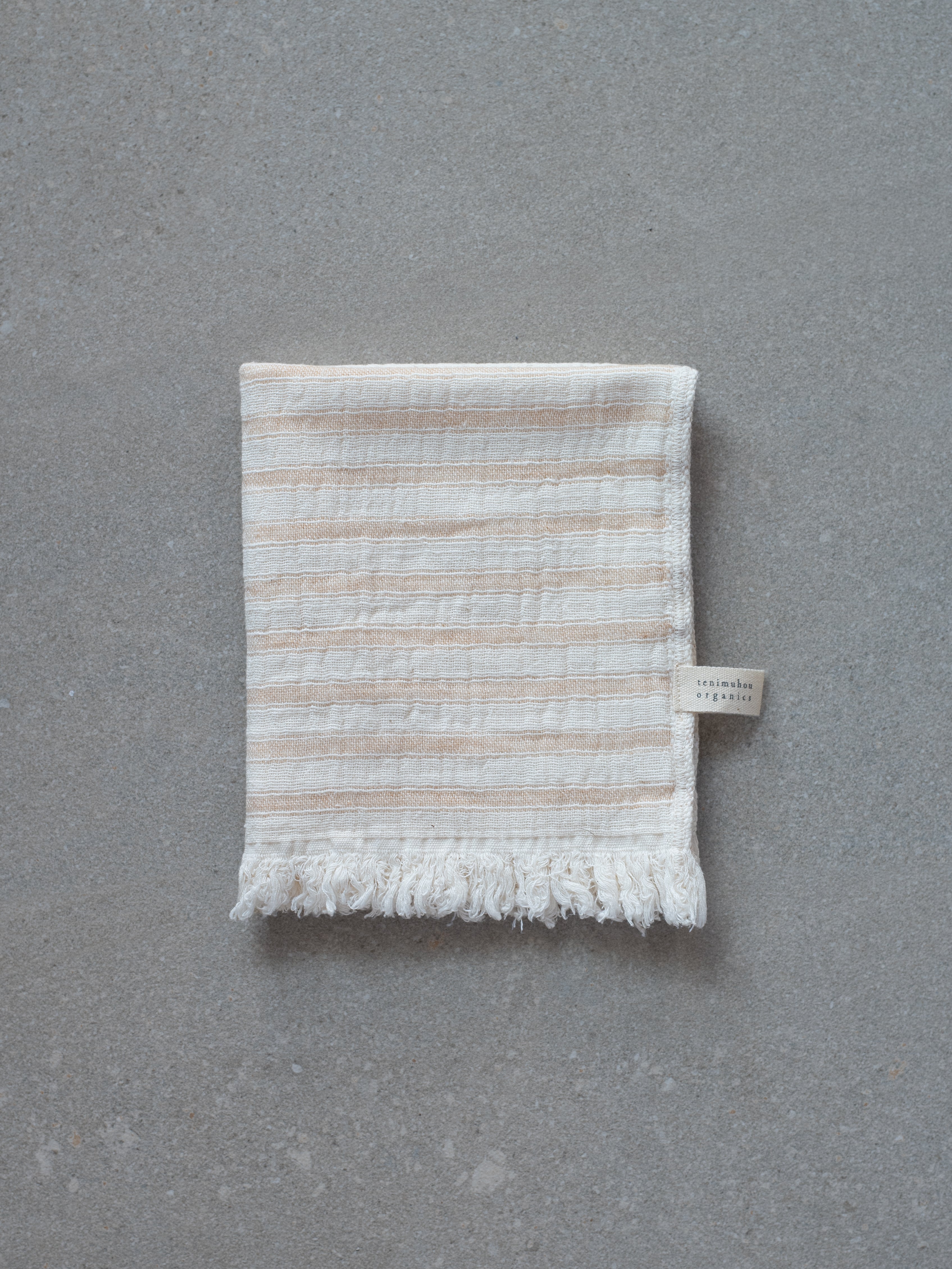 Organic Cotton Face Towel - Beige Stripes