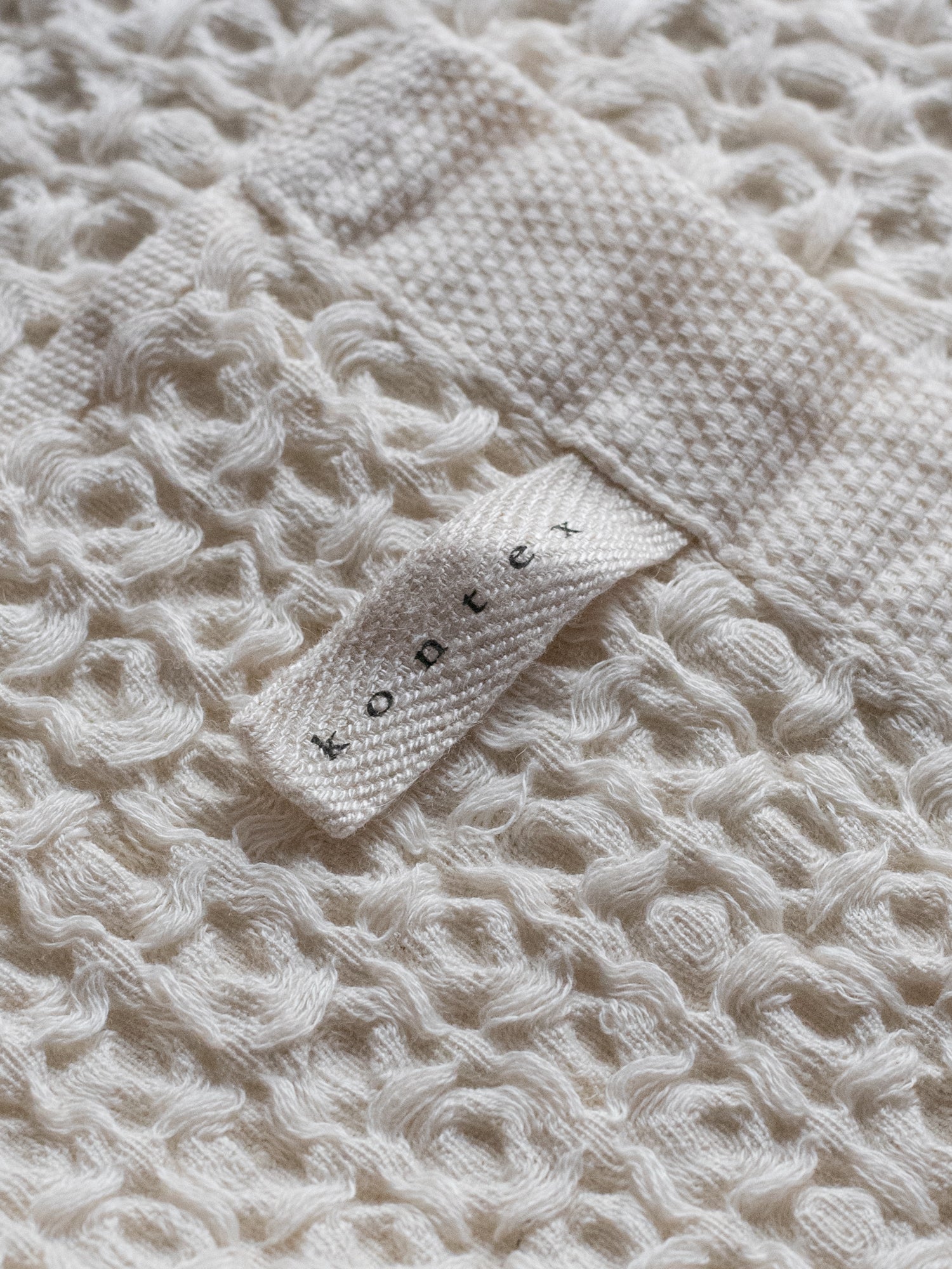 Cotton Linen Waffle Face Towel - Ivory