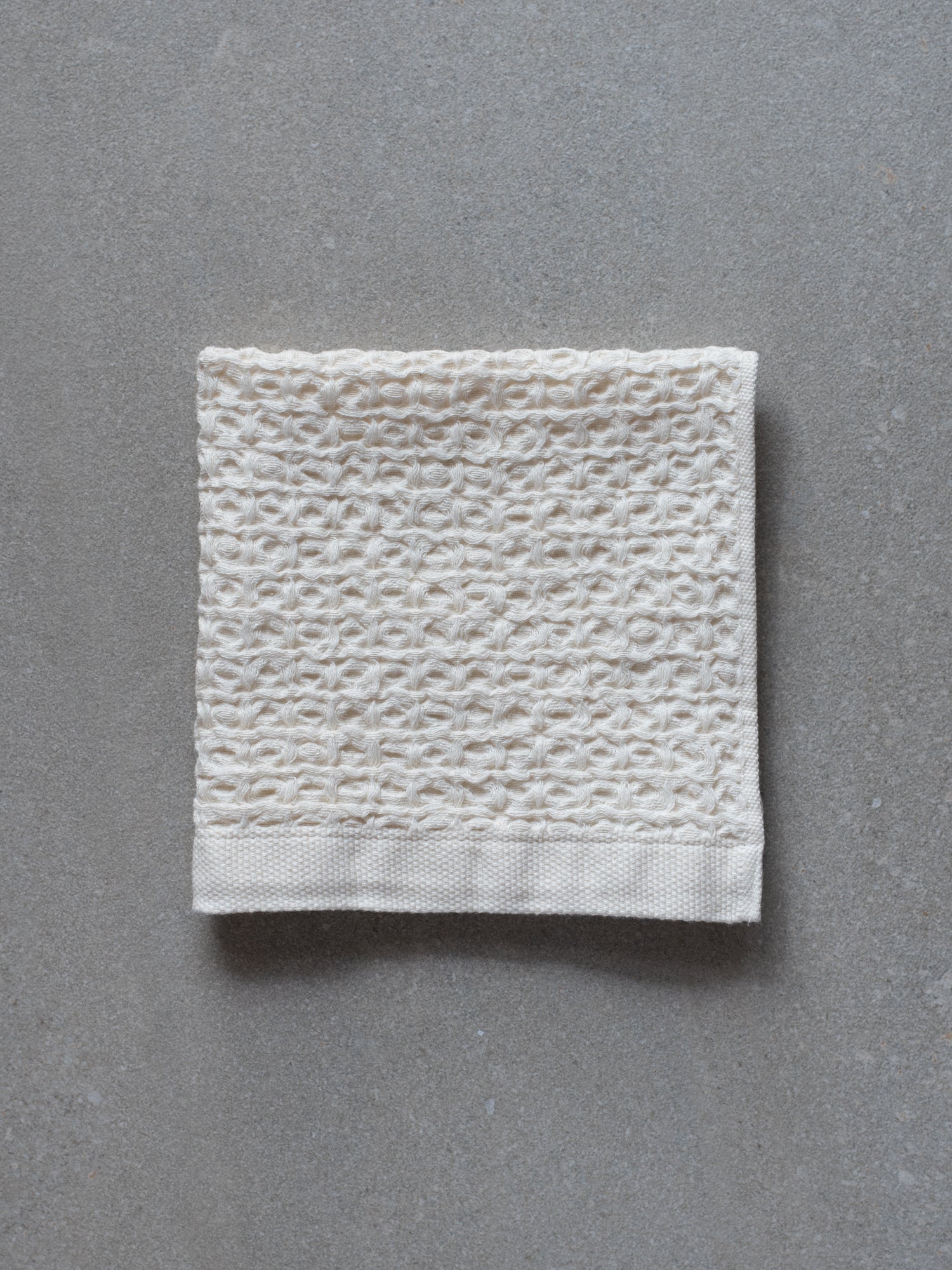 Cotton Linen Waffle Face Towel - Ivory