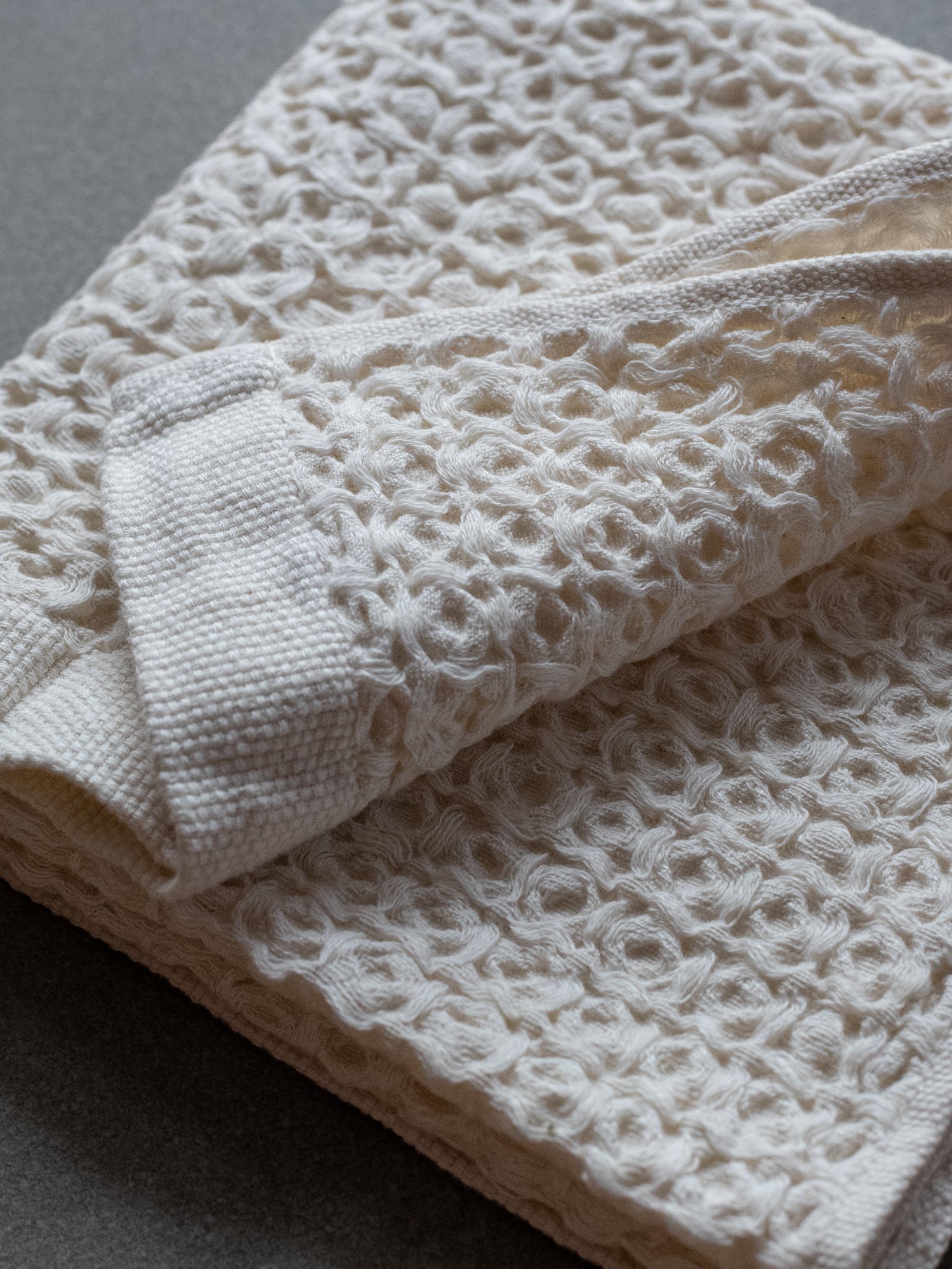 Cotton Linen Waffle Hand Towel - Ivory
