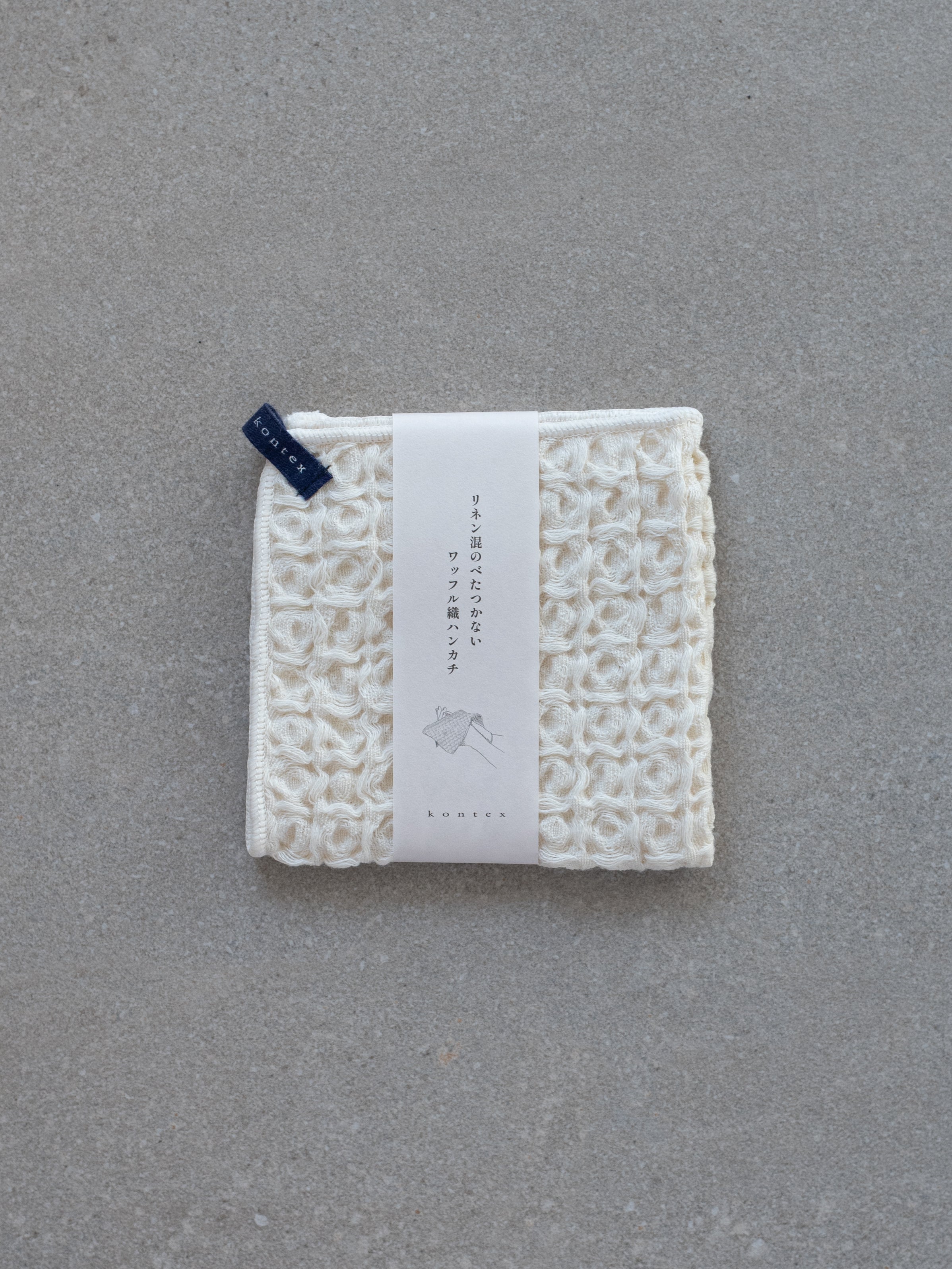 Cotton Linen Waffle Handkerchief - Ivory