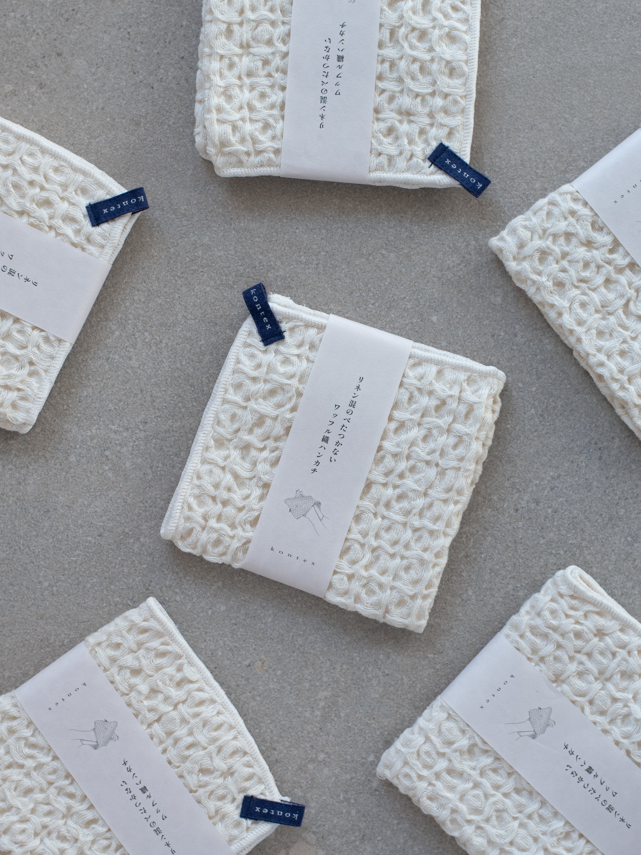 Cotton Linen Waffle Handkerchief - Ivory
