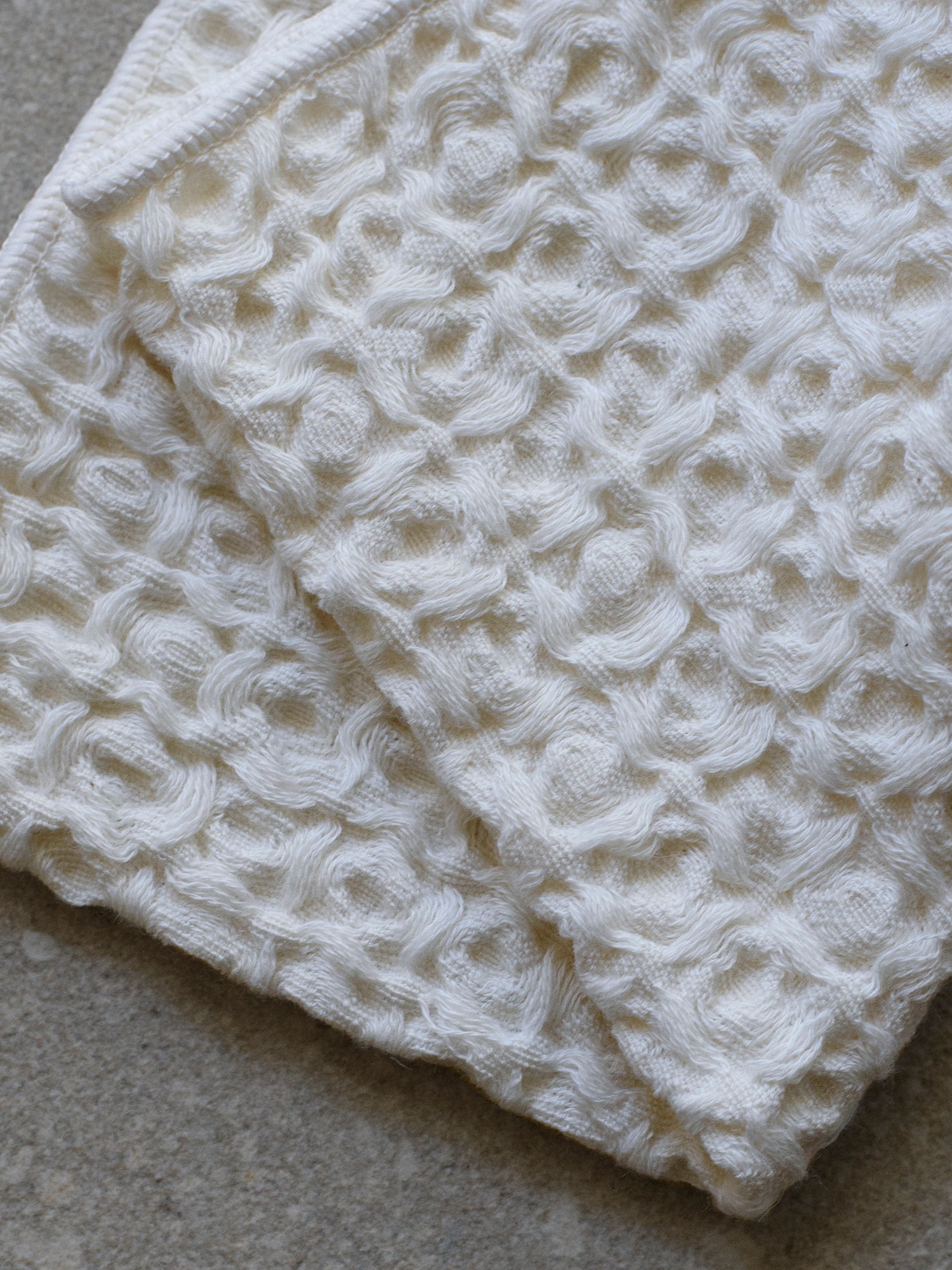 Cotton Linen Waffle Handkerchief - Ivory