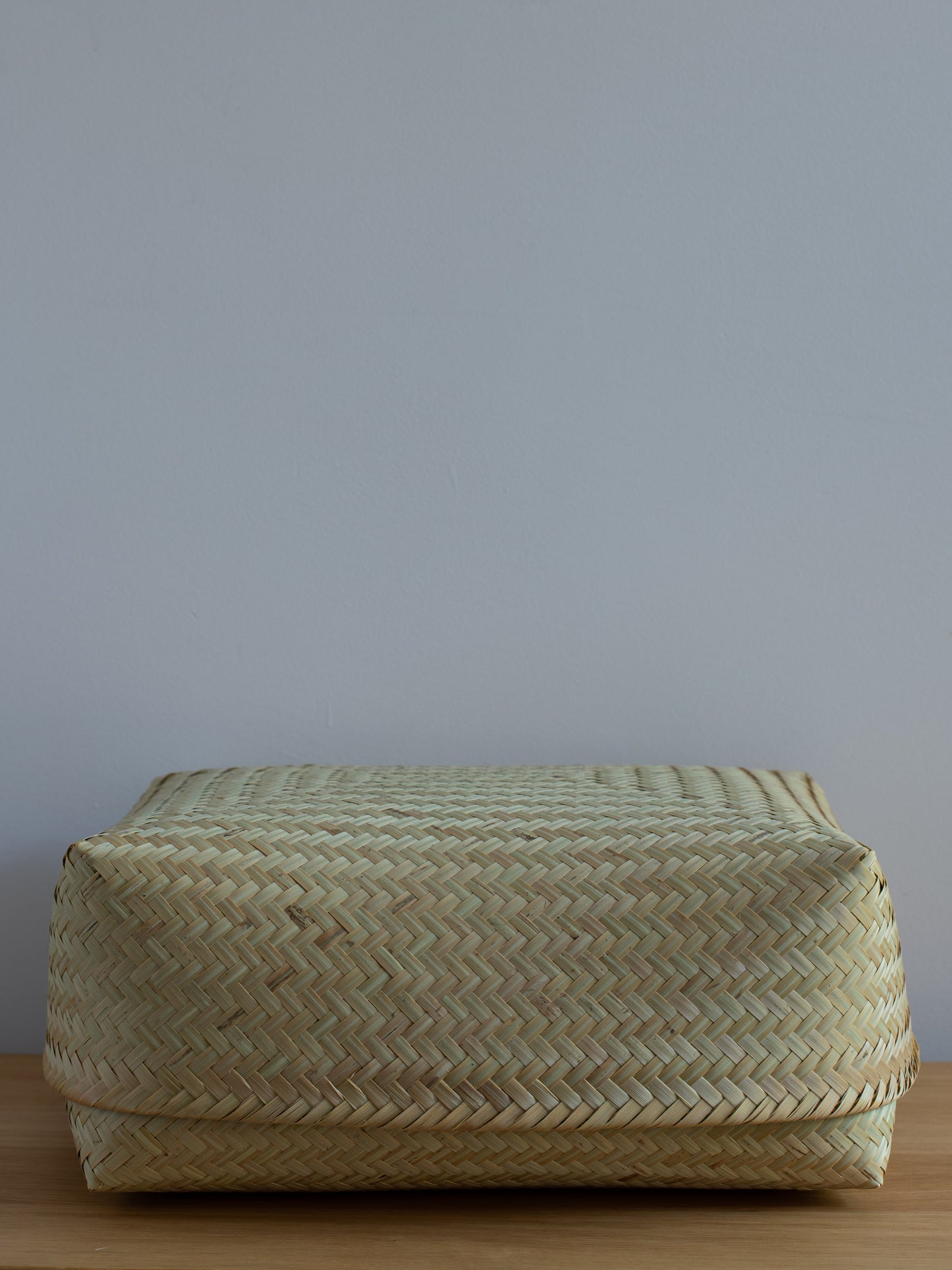 Bamboo Woven Storage Basket with Lid - X-Large