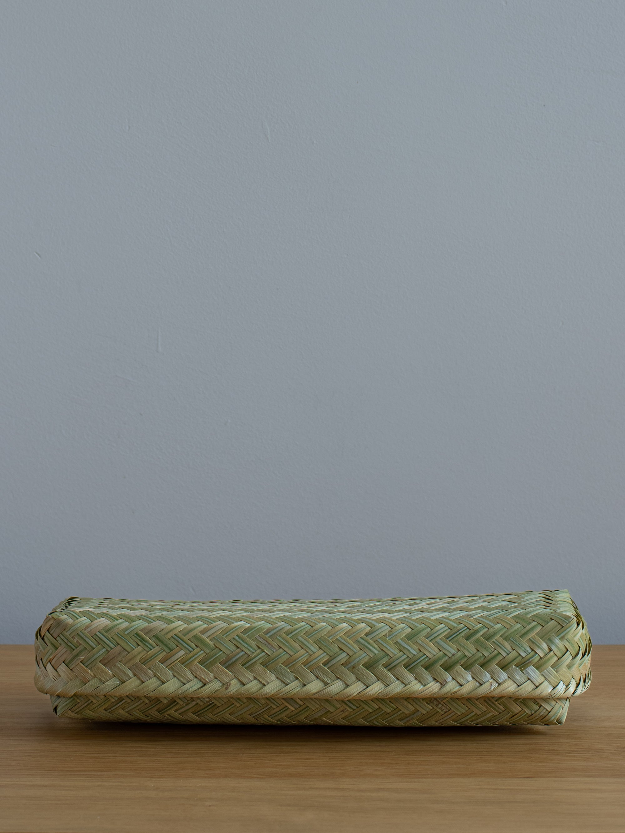 Bamboo Woven Storage Basket with Lid - Long