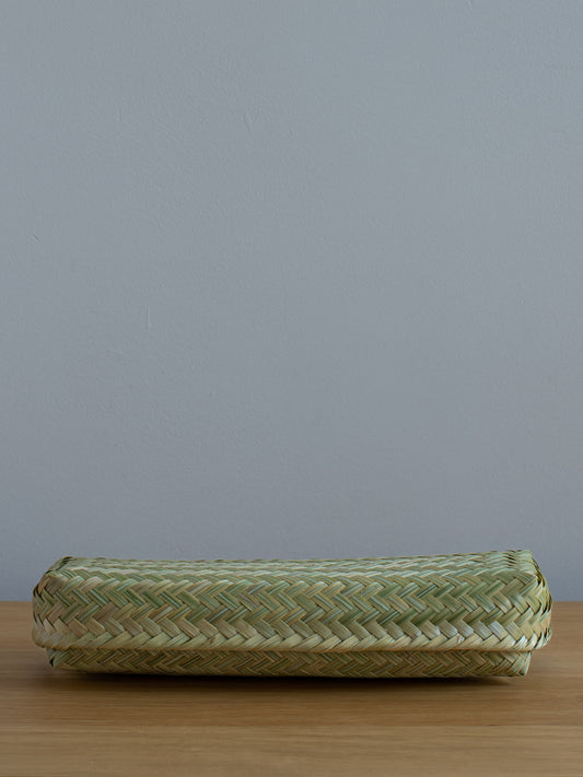Bamboo Woven Storage Basket with Lid - Long