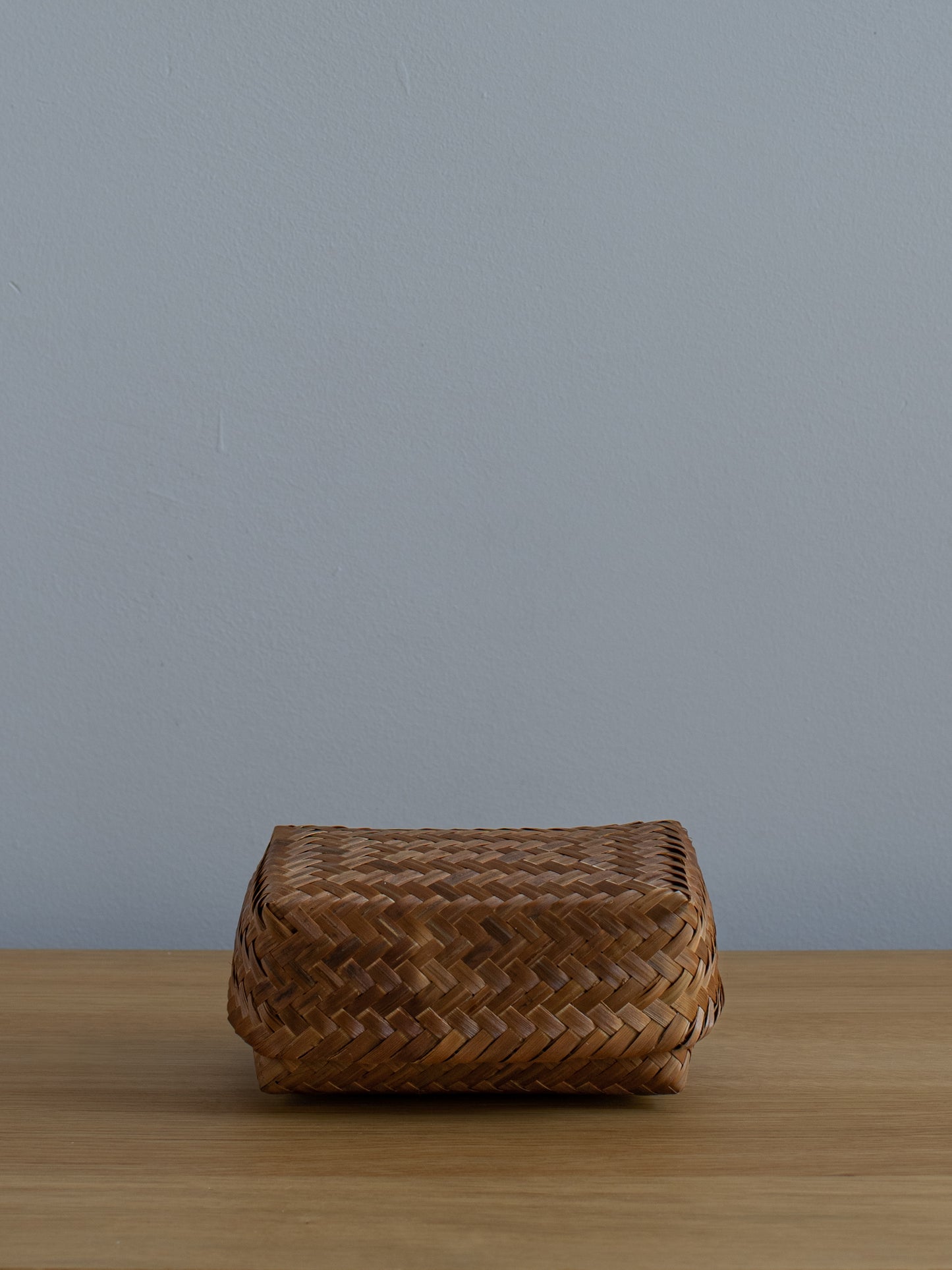 Smoked Bamboo Woven Storage Basket with Lid - Small
