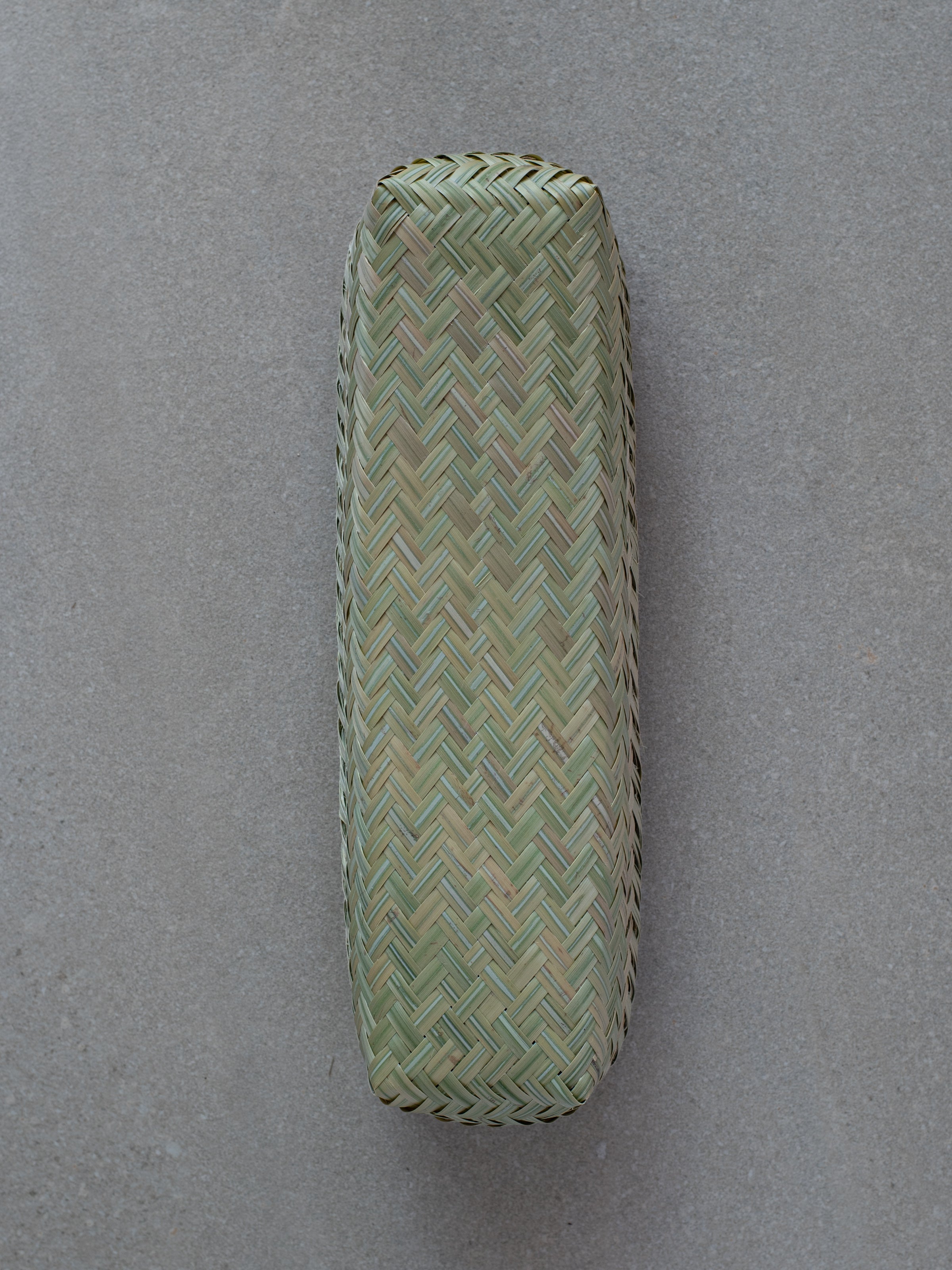 Bamboo Woven Storage Basket with Lid - Long