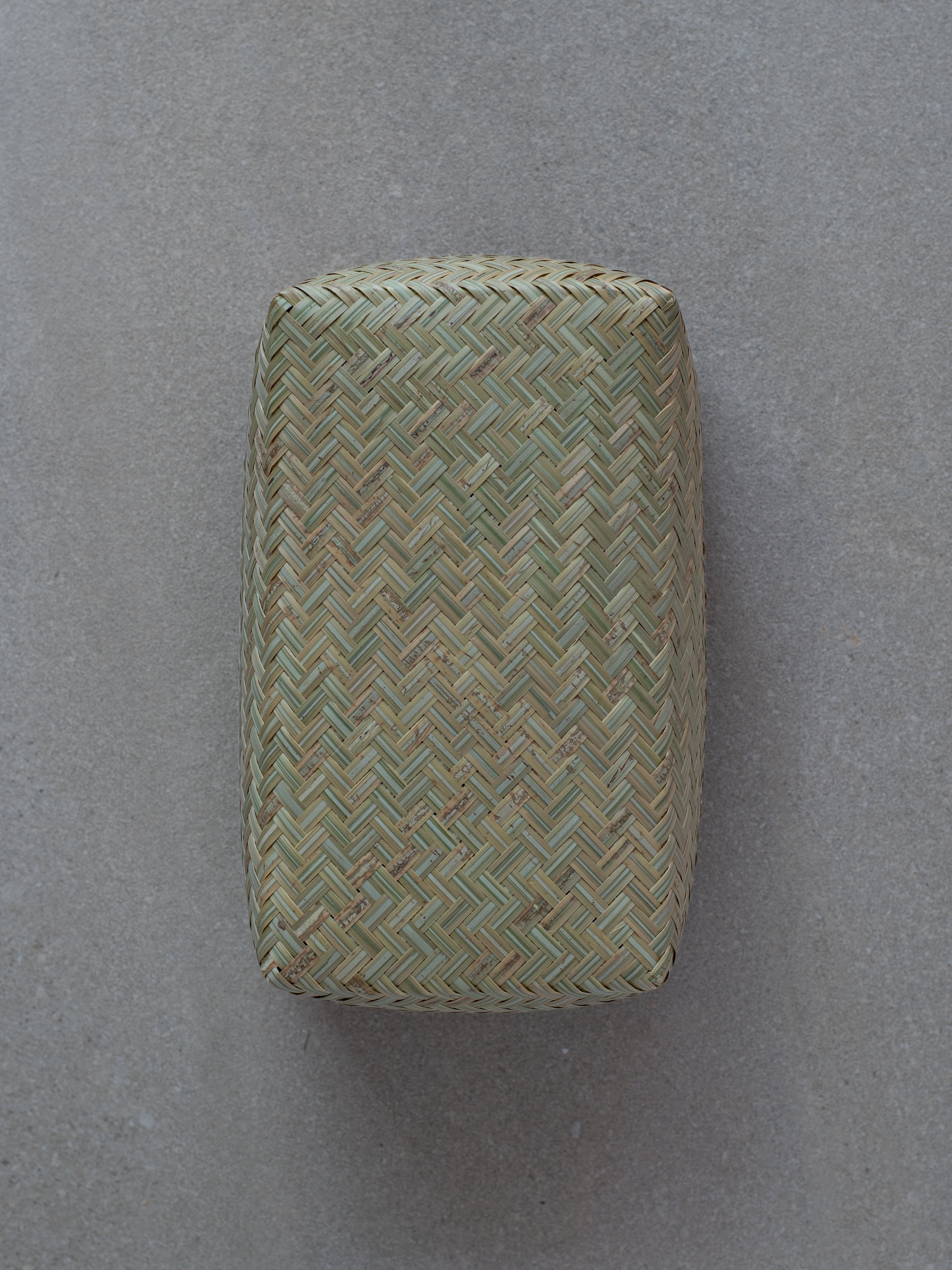 Bamboo Woven Storage Basket with Lid - Medium