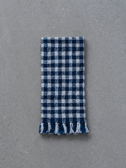 Handwoven Face Towel - Indigo Check