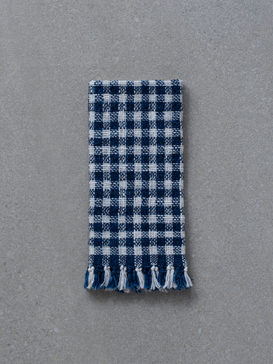 Handwoven Face Towel - Indigo Check