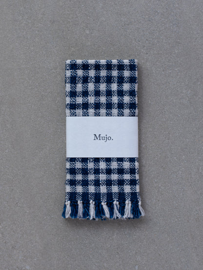 Handwoven Face Towel - Indigo Check