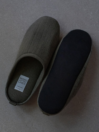 Moku Linen Room Slippers - Khaki