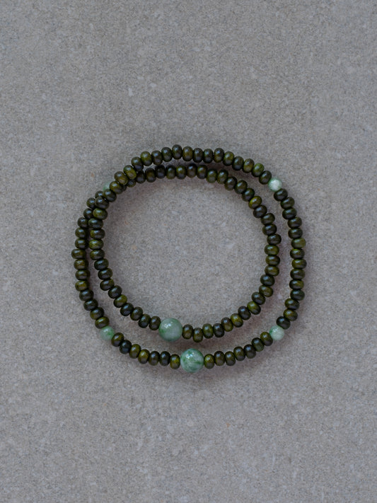 Lignum Vitae Wood & Jade Bracelet