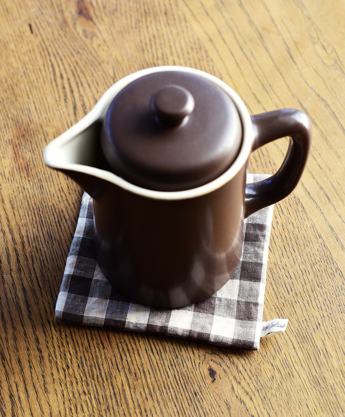 Teapot Mat - Brown Check