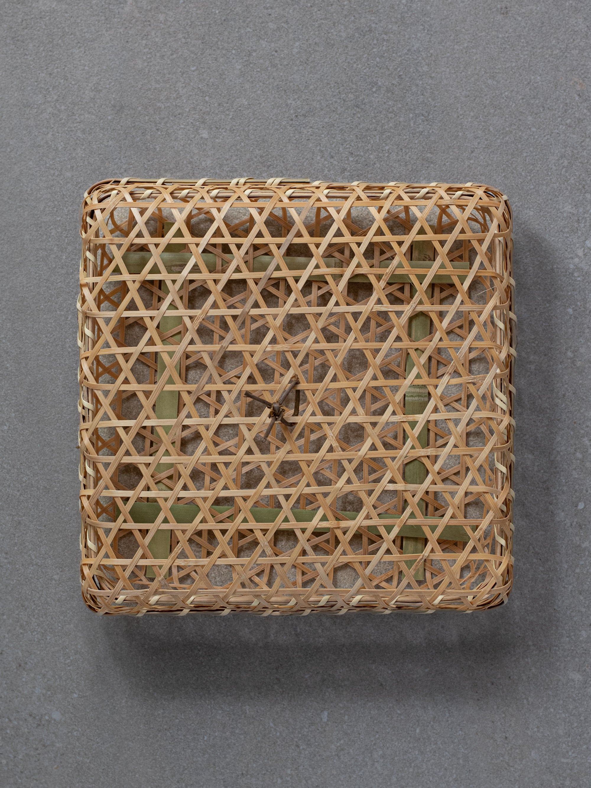 Open Weave Bamboo Basket with Lid