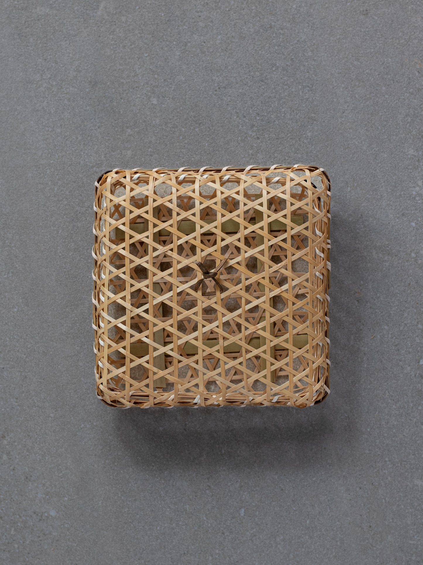 Open Weave Bamboo Basket with Lid