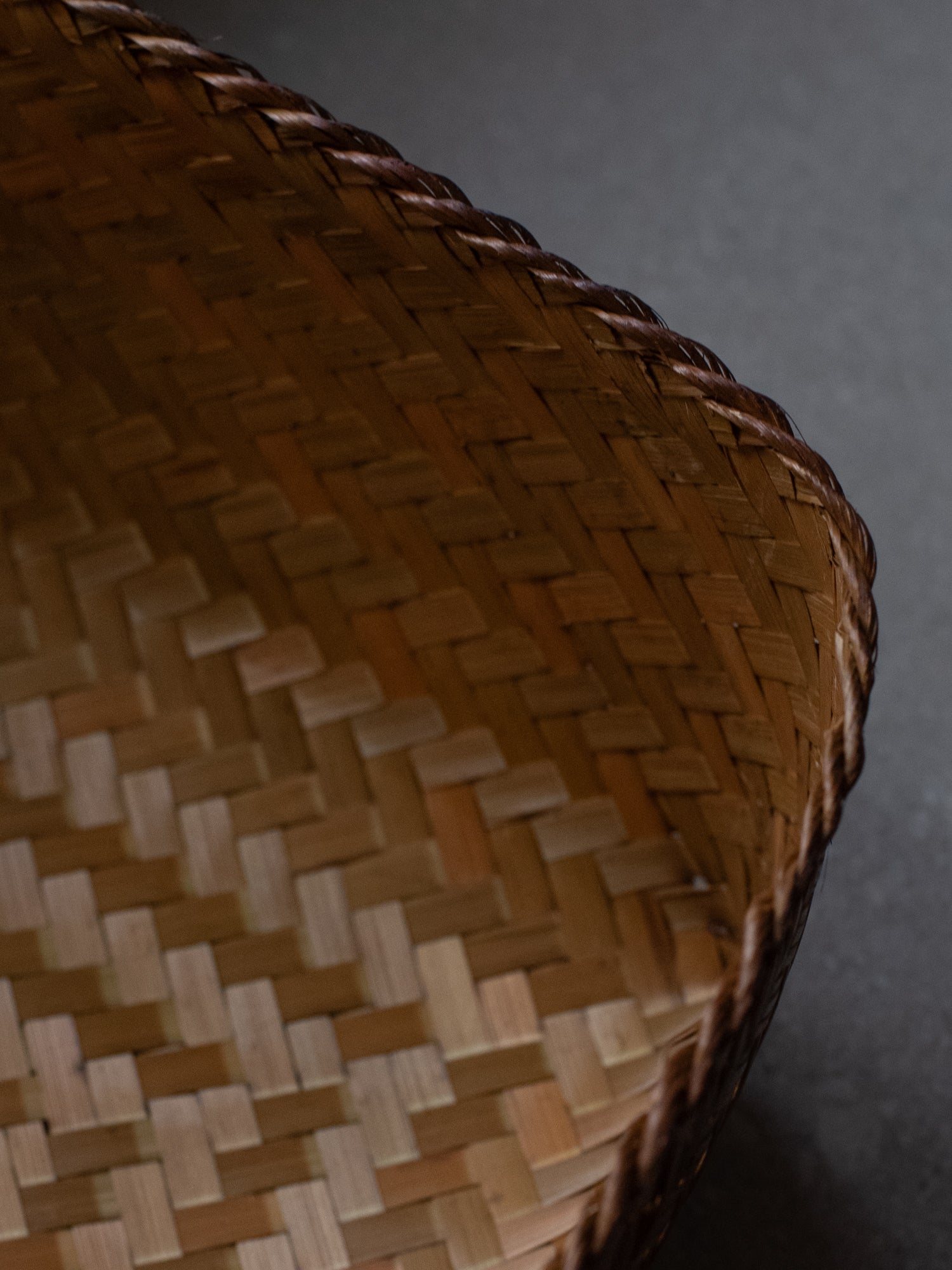 Smoked Bamboo Woven Storage Basket with Lid - X-Large
