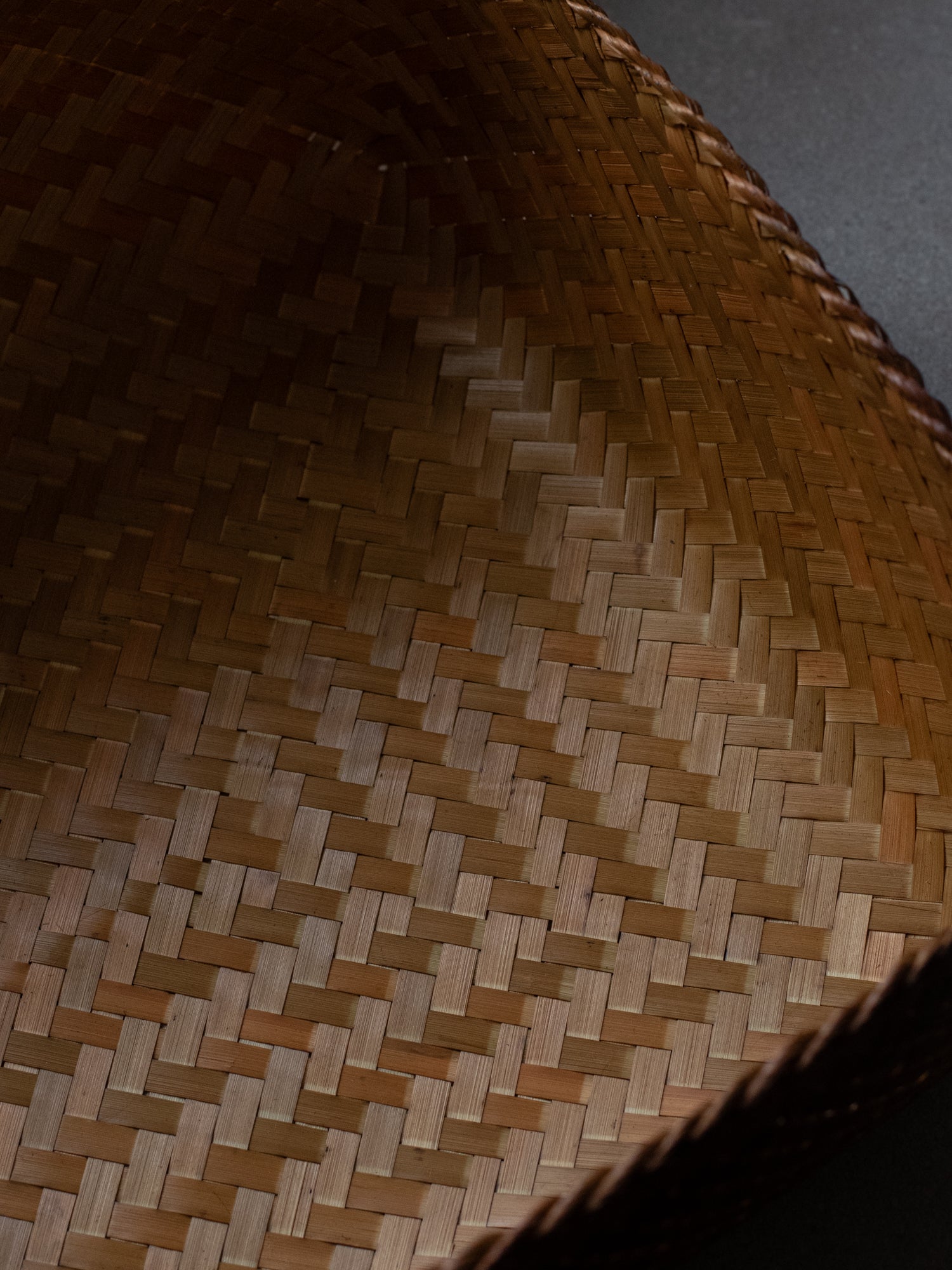 Smoked Bamboo Woven Storage Basket with Lid - X-Large