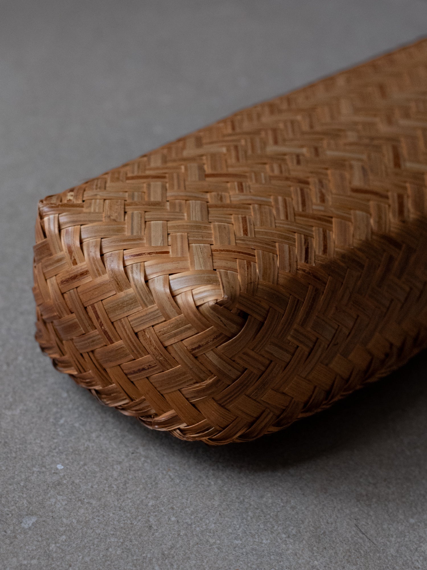 Smoked Bamboo Woven Storage Basket with Lid - Long