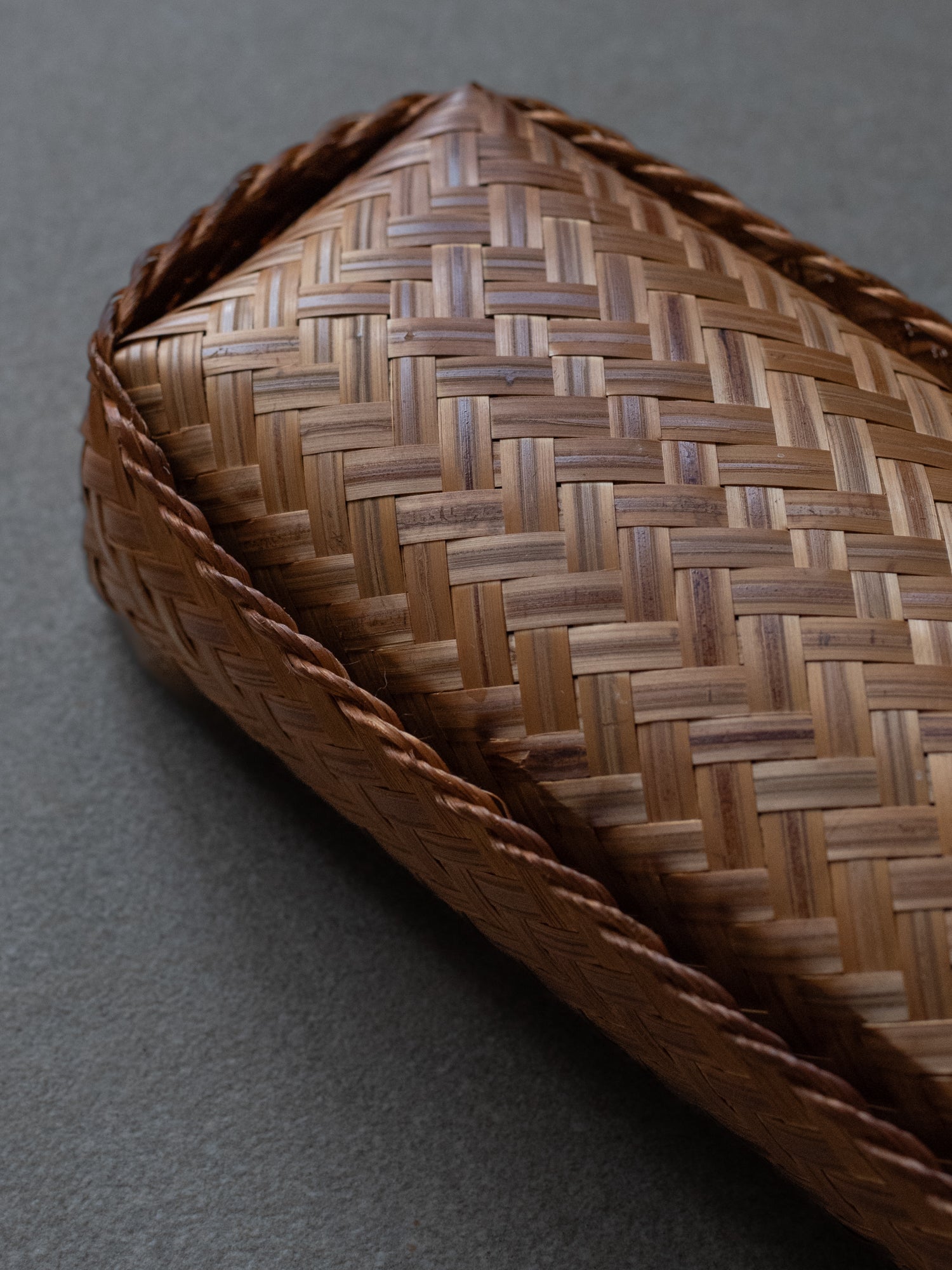Smoked Bamboo Woven Storage Basket with Lid - Long