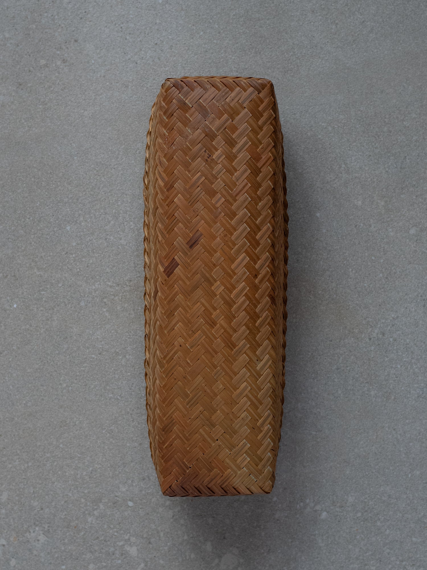 Smoked Bamboo Woven Storage Basket with Lid - Long